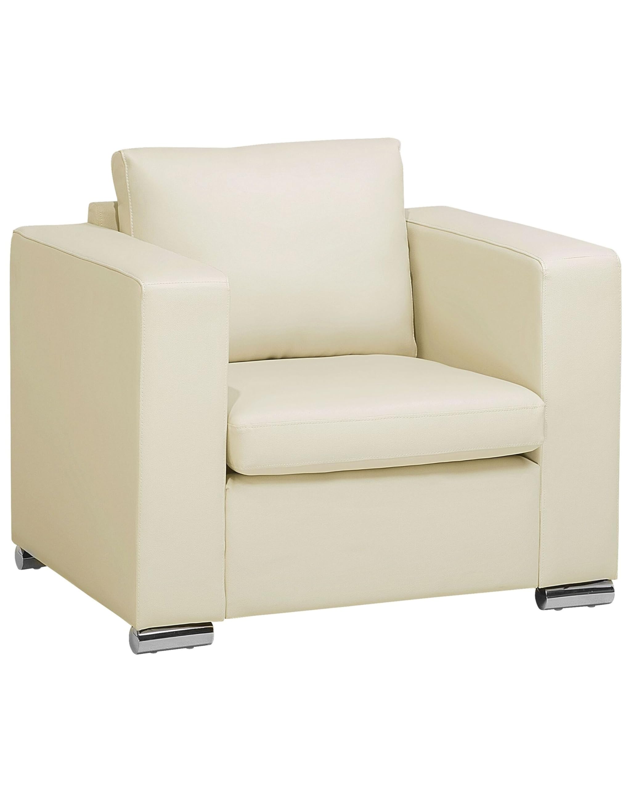 beliani-helsinki-sessel-hellbeige-echtleder-edelstahl-modern image 1
