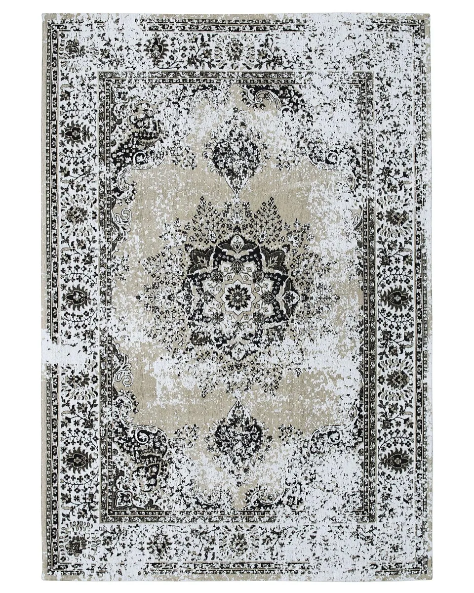 beliani-teppich-160x230-grau-beige-baumwolle-vintage-retro image 1