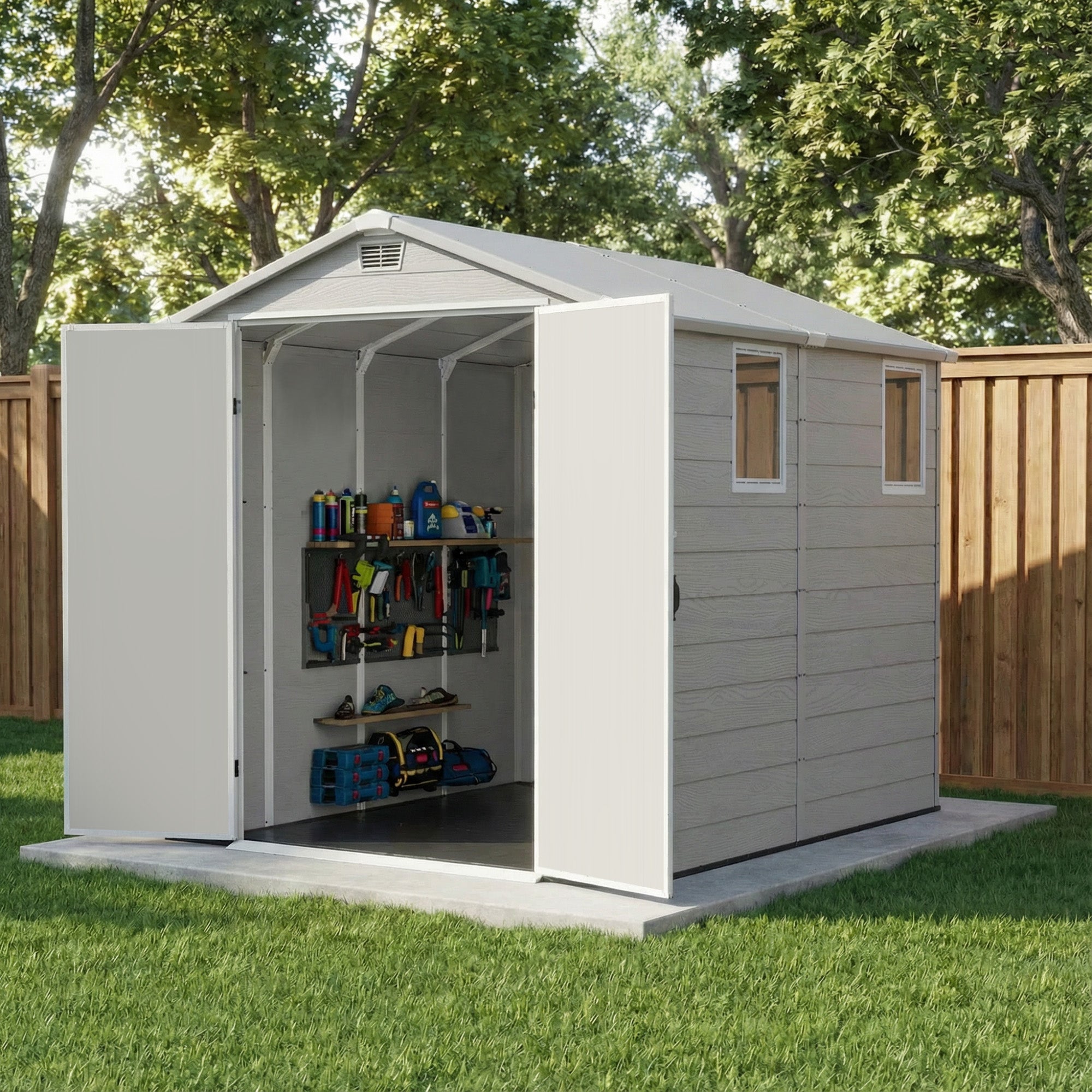 homall-metal-shed-ger-tehaus-6x8ft-hellgrau-fenster image 2
