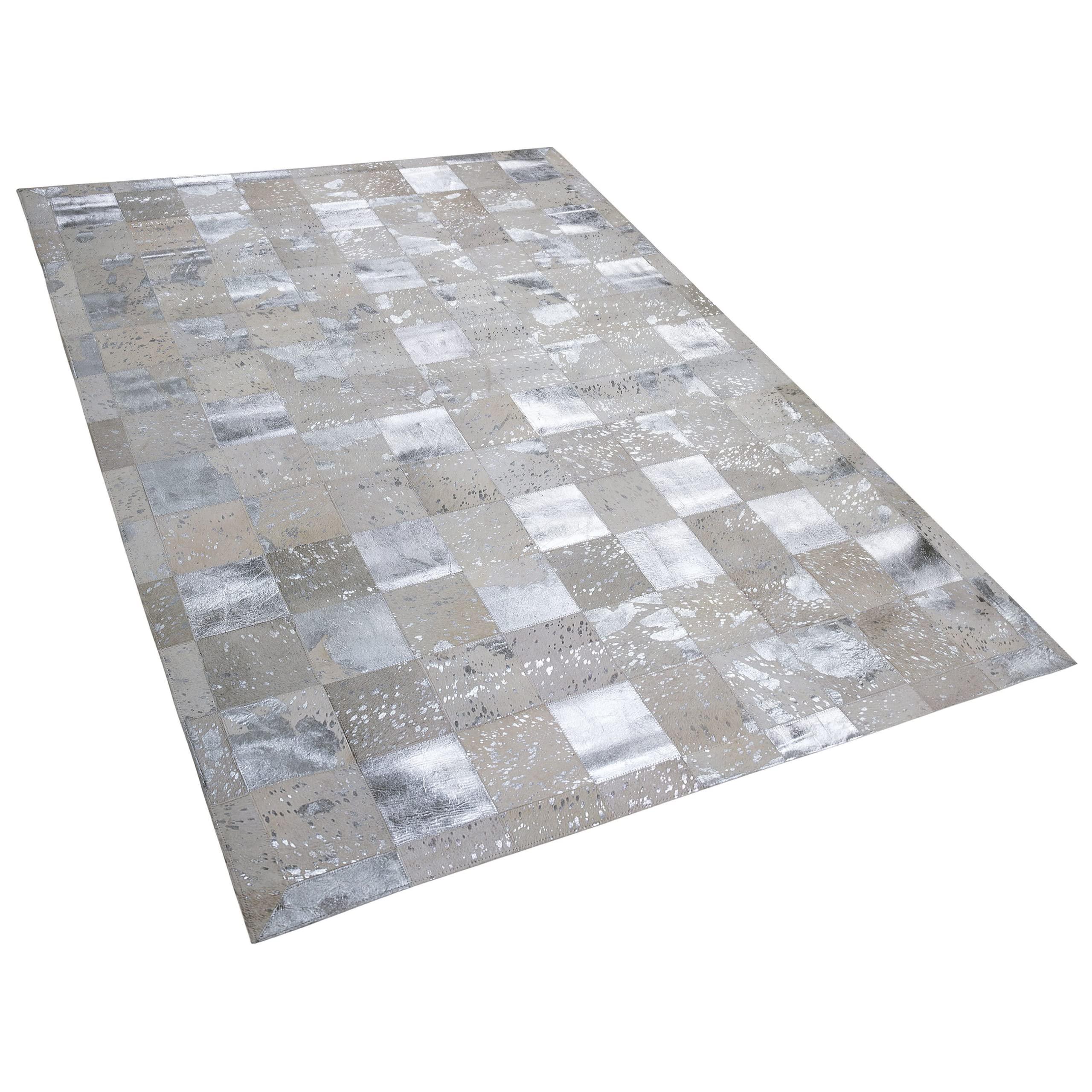 beliani-yazir-lederteppich-160x230-beige-silbern-patchwork image 6