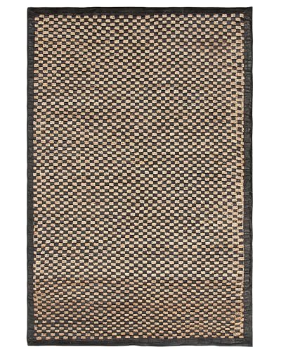 beliani-gerce-ii-teppich-140x200-beige-schwarz-leder-jute-kariert image 6