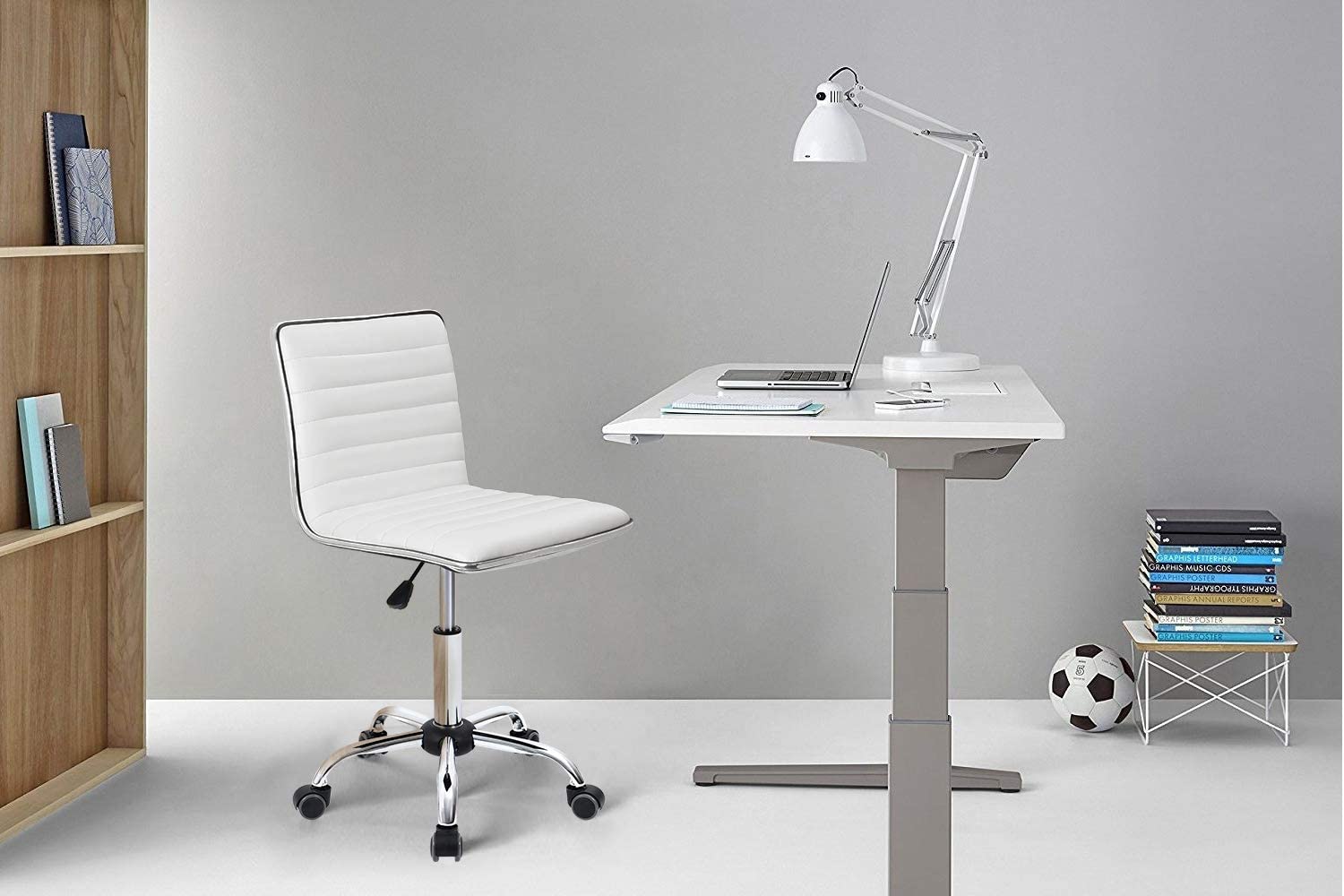 homall-office-leather-chair-b-rostuhl-wei-ohne-armlehne image 2