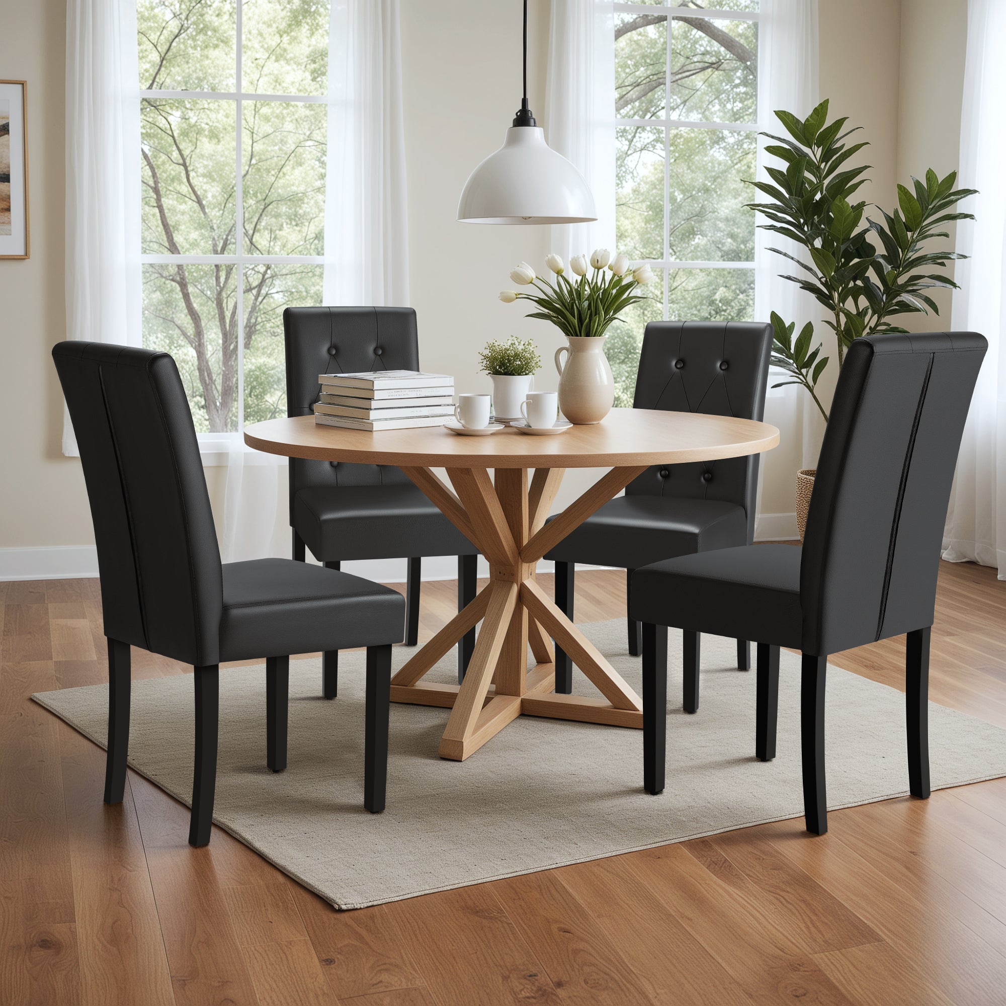 homall-modern-dining-chair-esszimmerstuhl-schwarz-2er-set-leder image 5