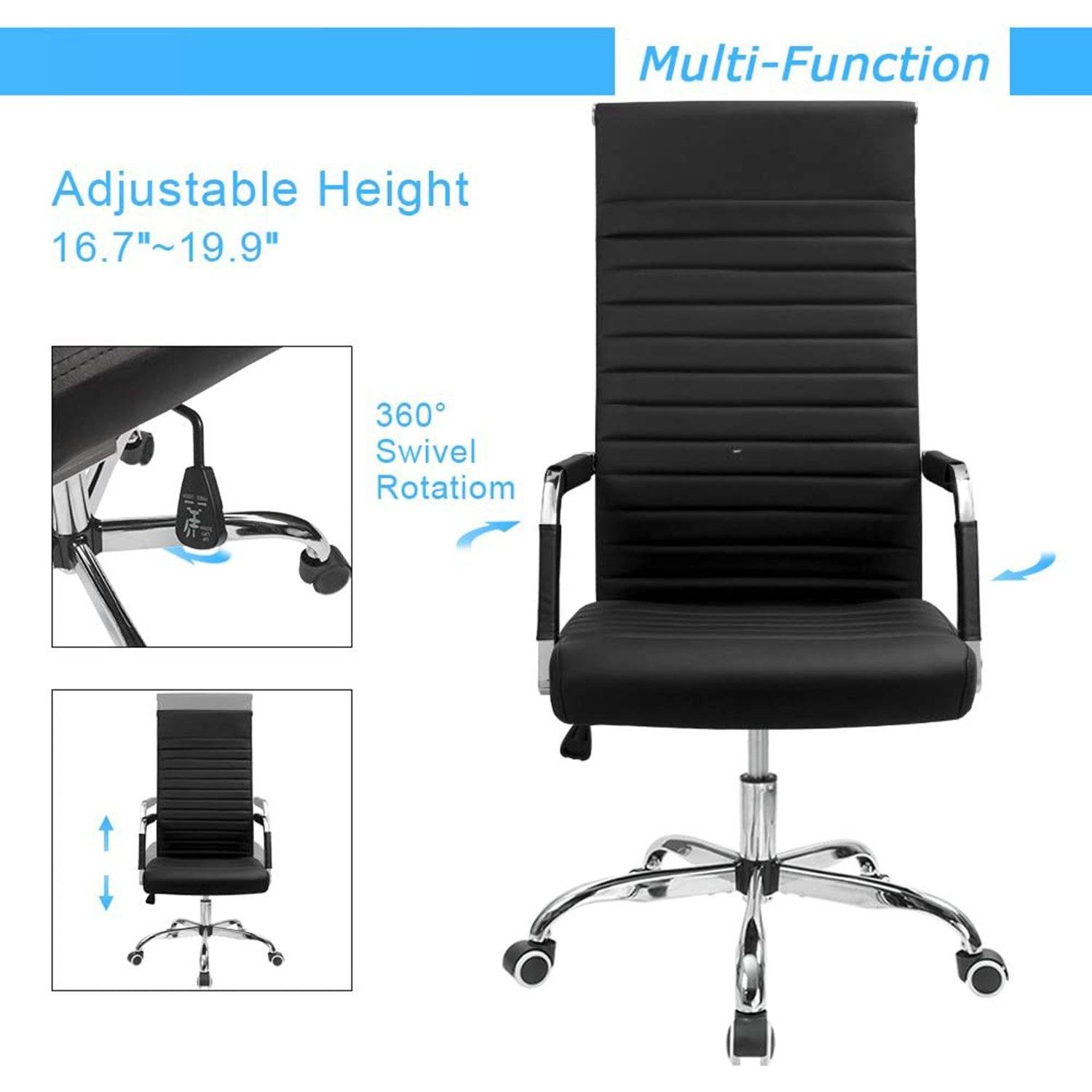 homall-office-leather-chair-b-rostuhl-schwarz-kunstleder image 4