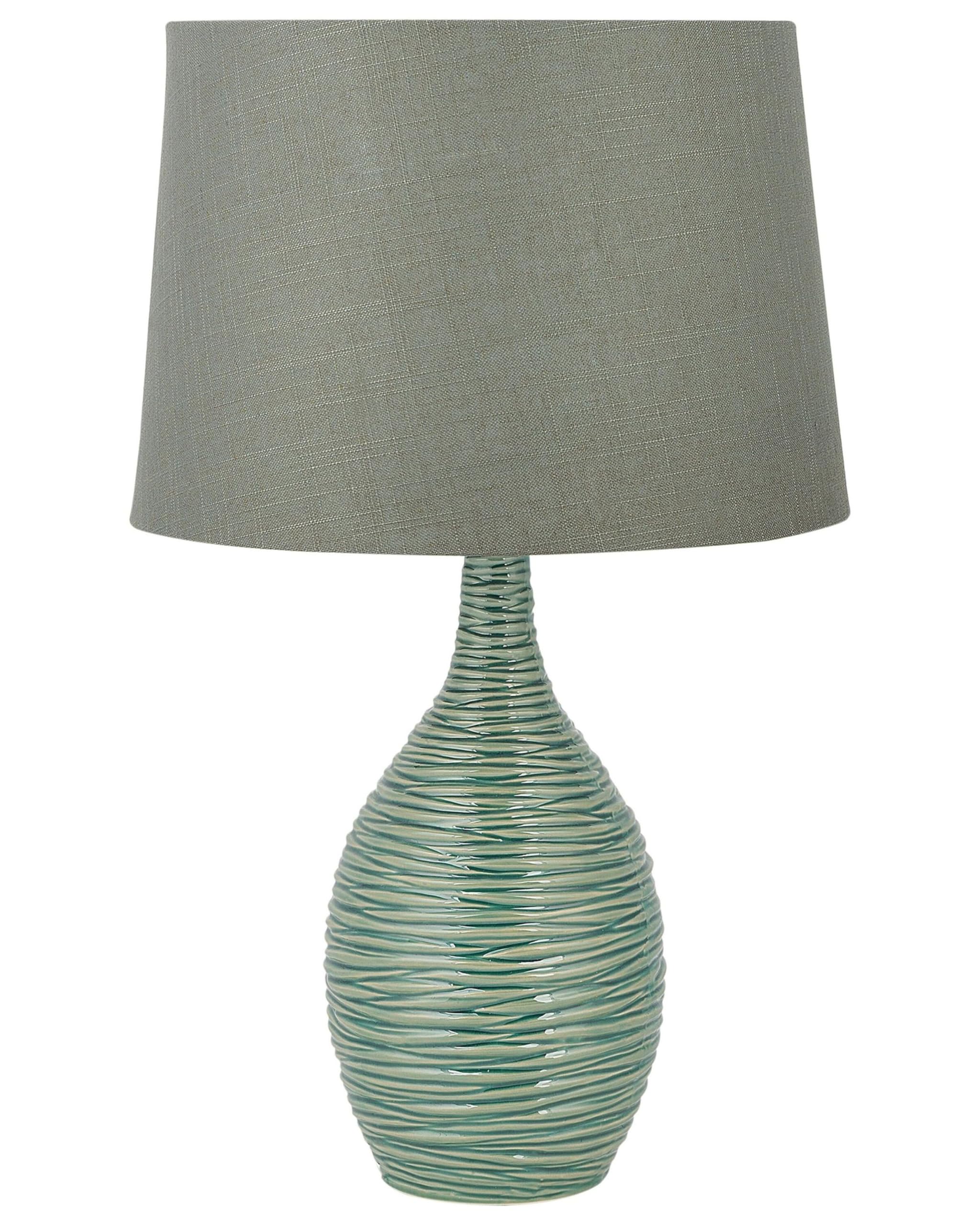 beliani-atsas-tischlampe-gr-n-keramik-stoffschirm image 1
