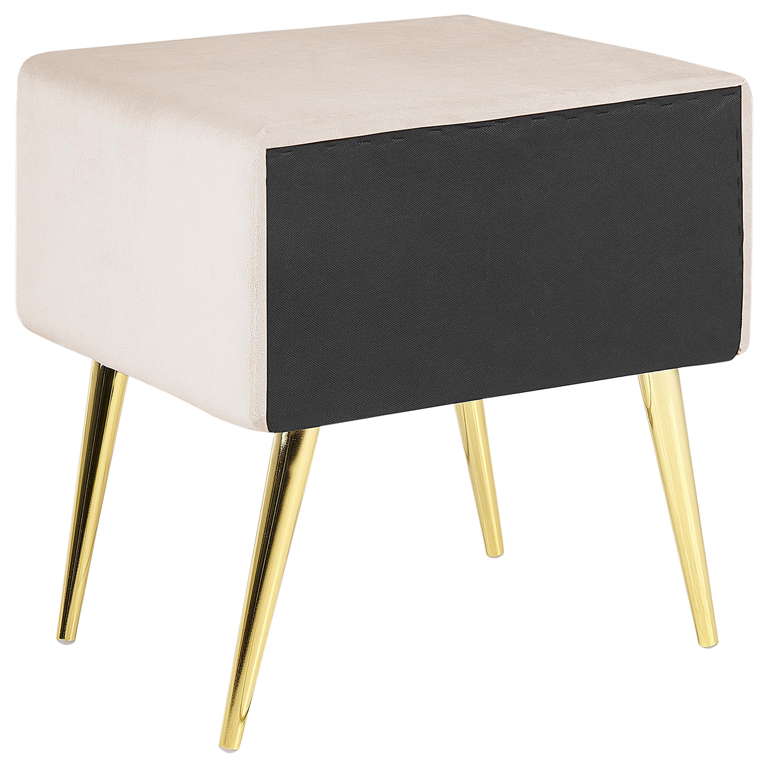 beliani-flayat-nachttisch-beige-samt-mit-schublade-gold image 6