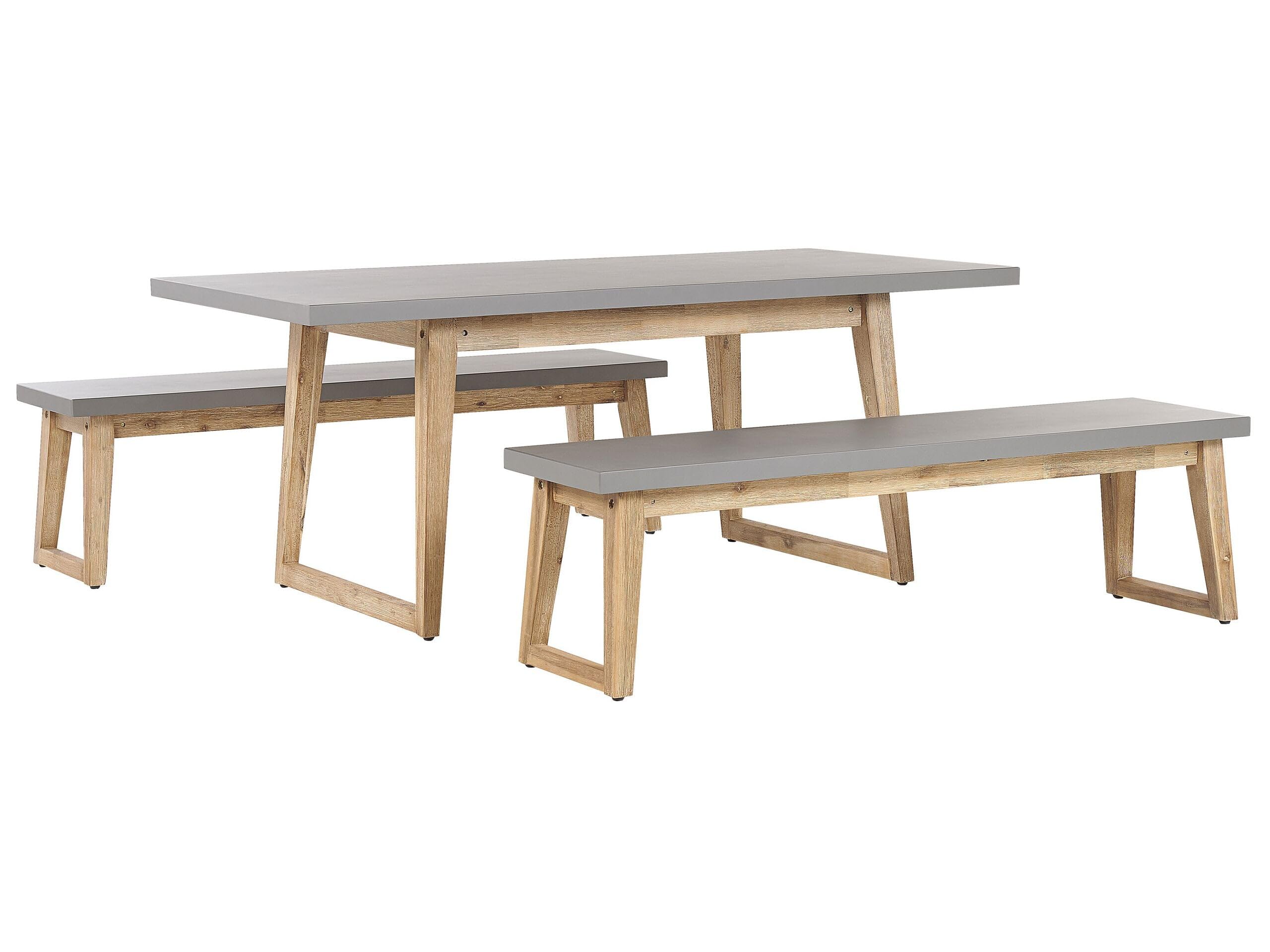 beliani-gartenset-180-cm-tisch-2-b-nke-betonoptik-grau image 1