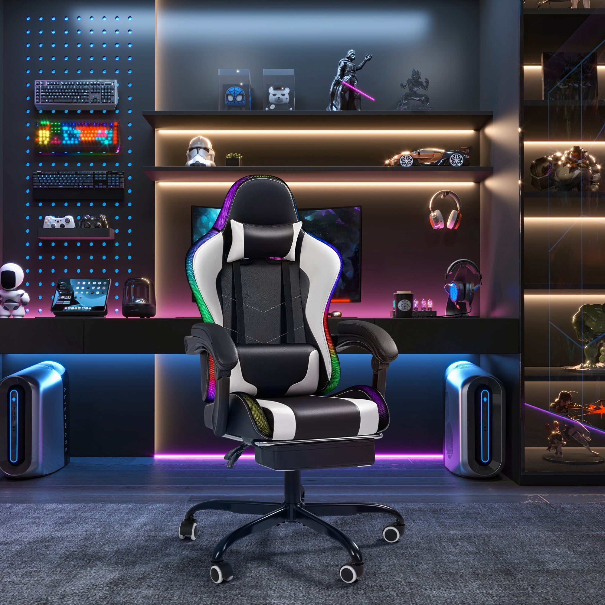 homall-gaming-chair-rgb-led-stuhl-schwarz-massage-fu-st-tze image 3