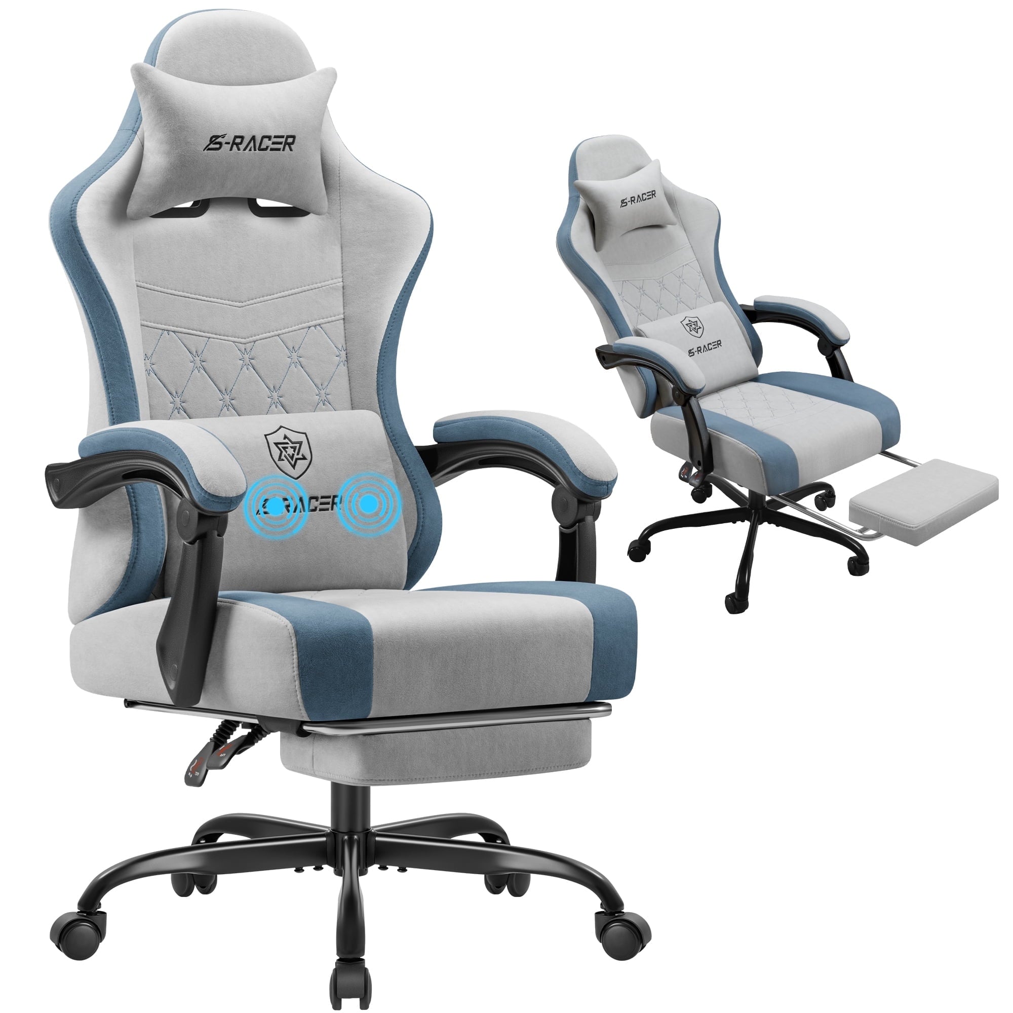 homall-gaming-chair-stoff-gaming-stuhl-grau-mit-massage image 1