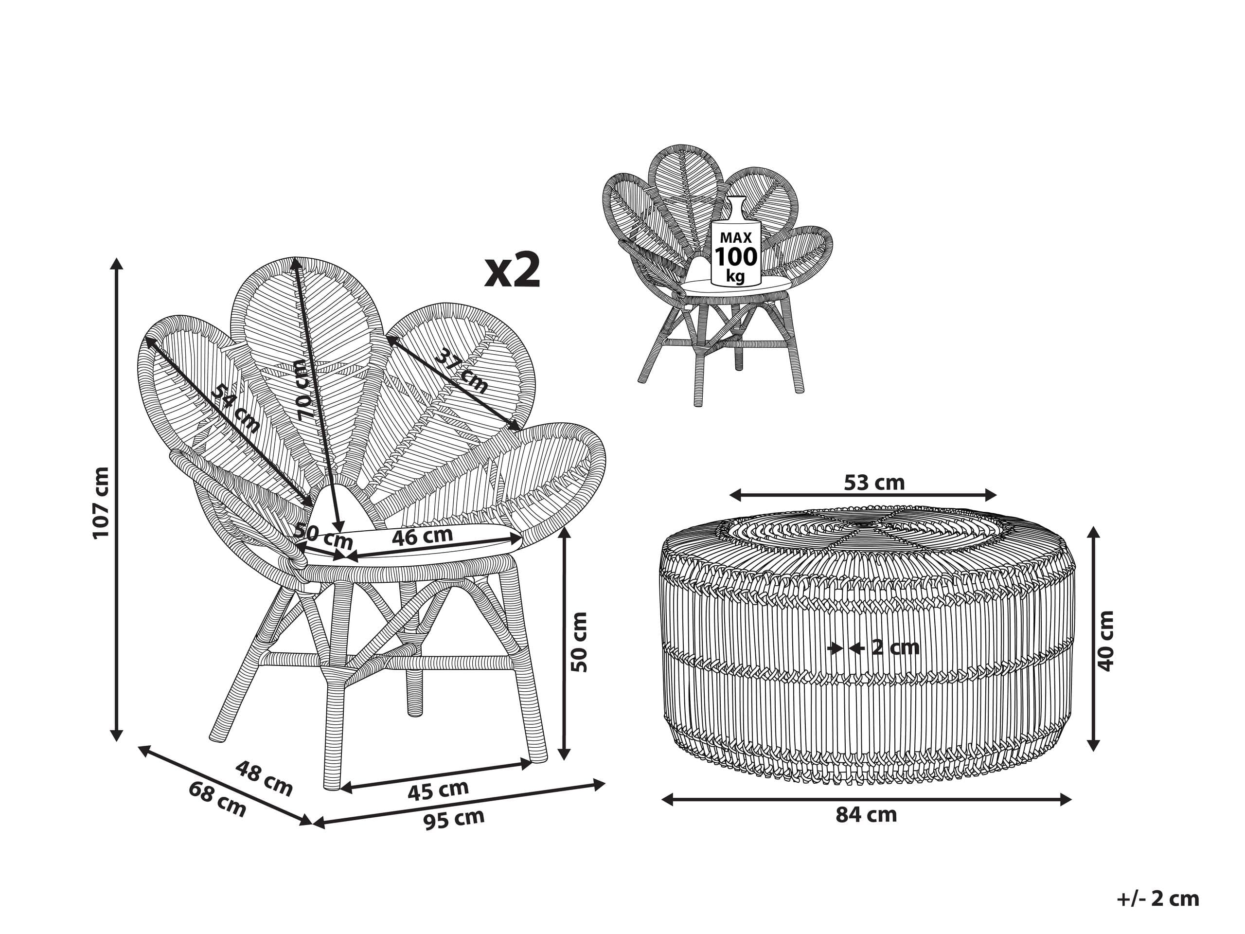 beliani-florentine-limni-balkonset-rattan-beige-2-st-hle-tisch image 3