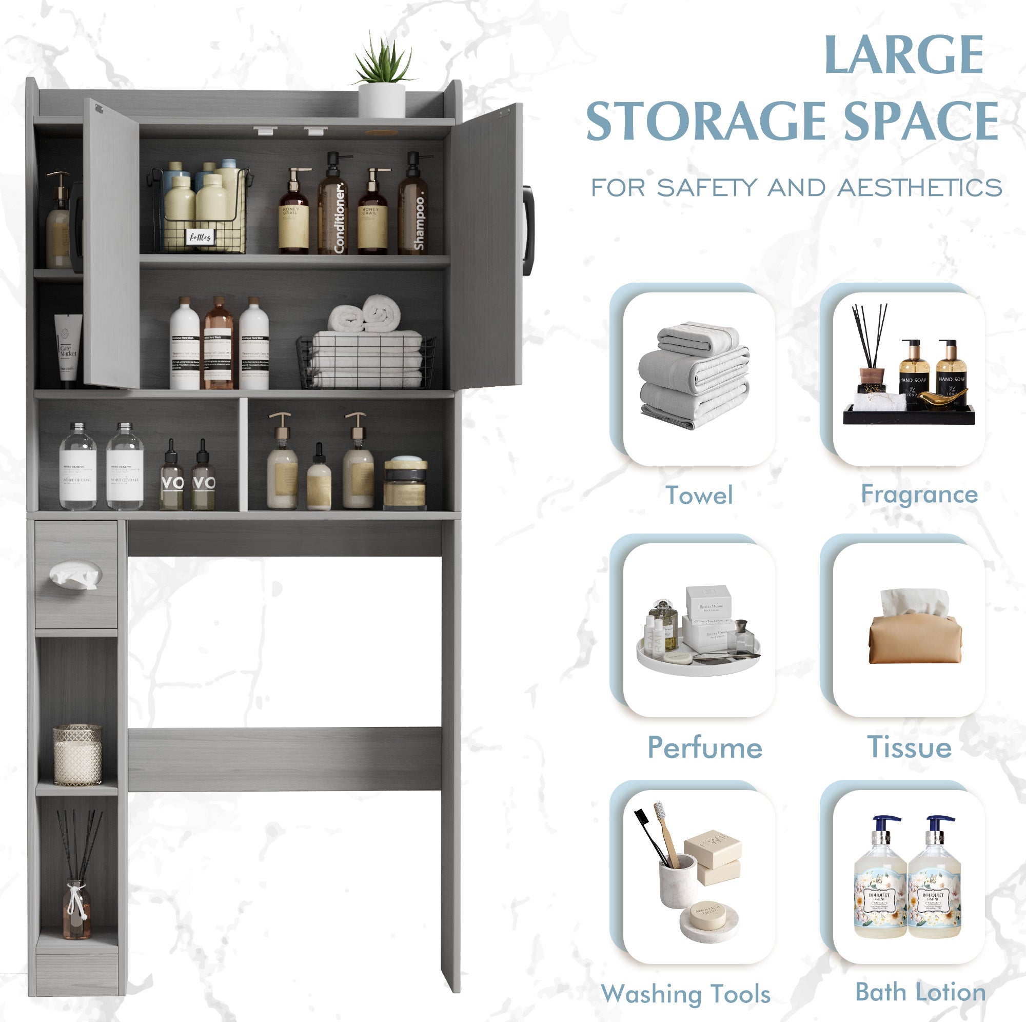 homall-shelf-badregal-ber-wc-grau-mit-schiebet-ren image 5