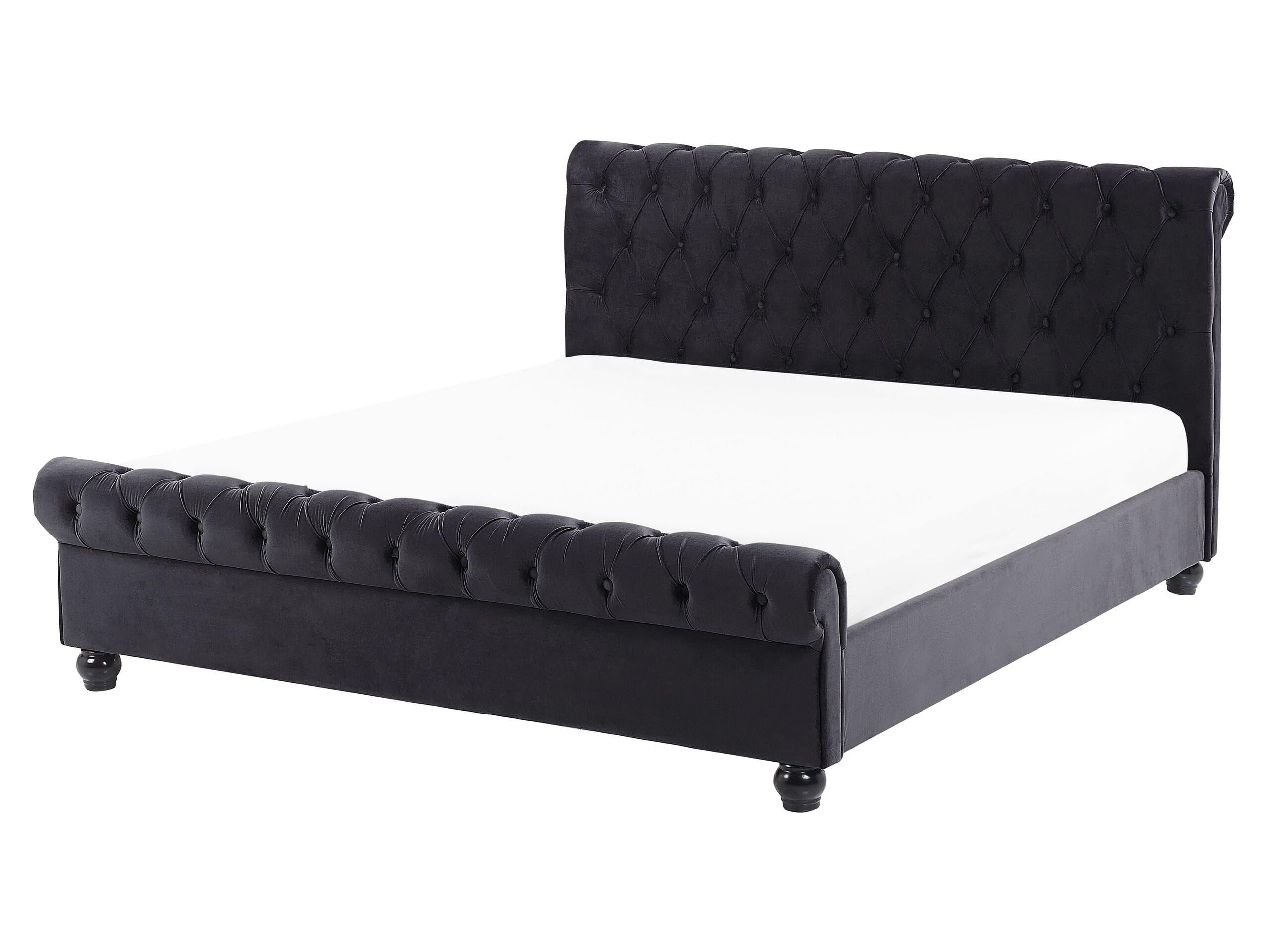 beliani-avallon-bett-samt-schwarz-chesterfield-160x200-mit-rost image 1