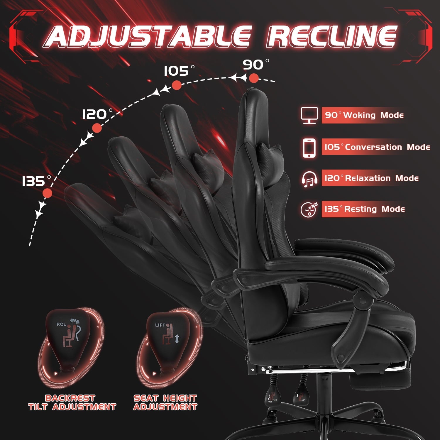 homall-gaming-chair-gamer-stuhl-kunstleder-schwarz-mit-fu-st-tze image 5