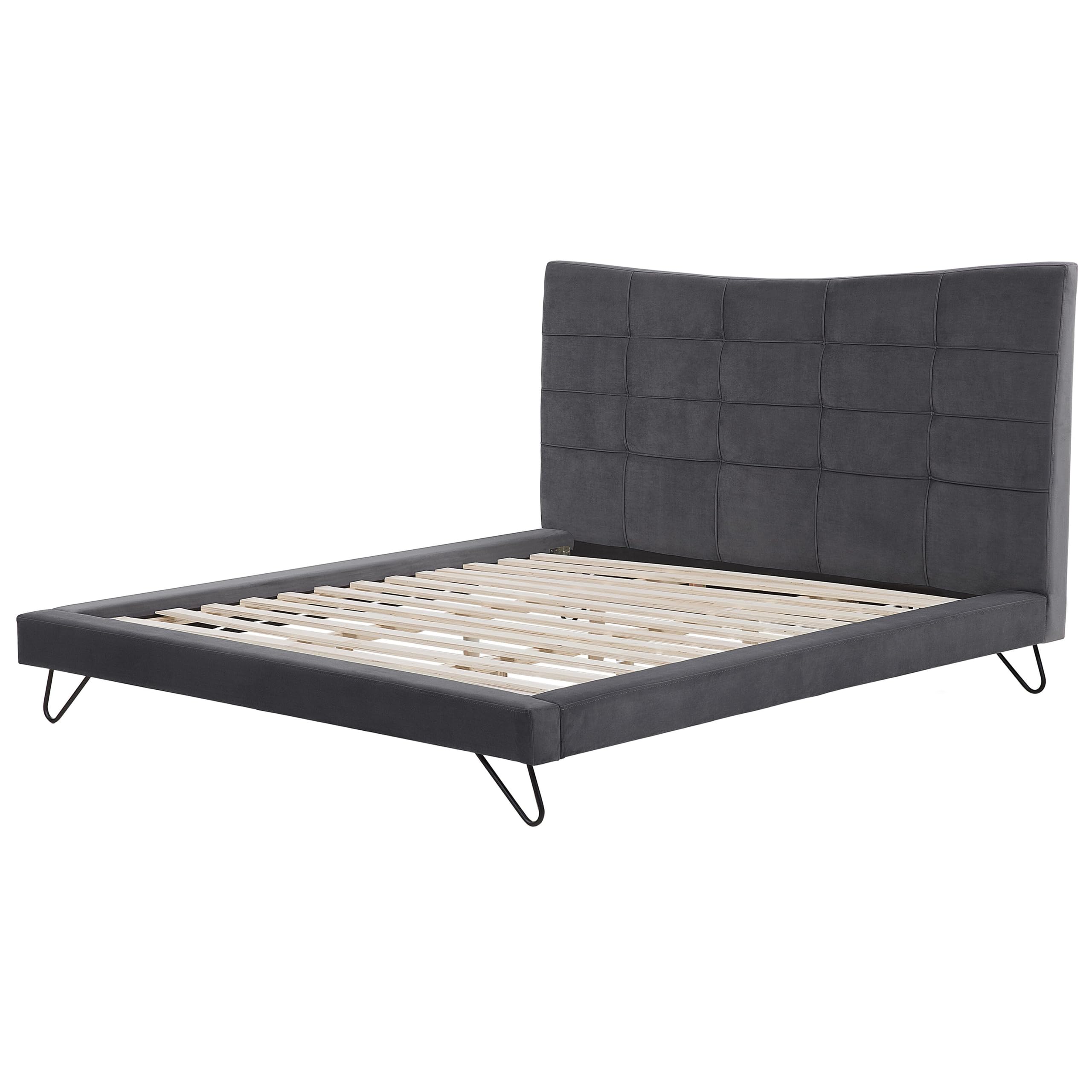 beliani-lannion-polsterbett-samt-180x200-cm-grau image 5