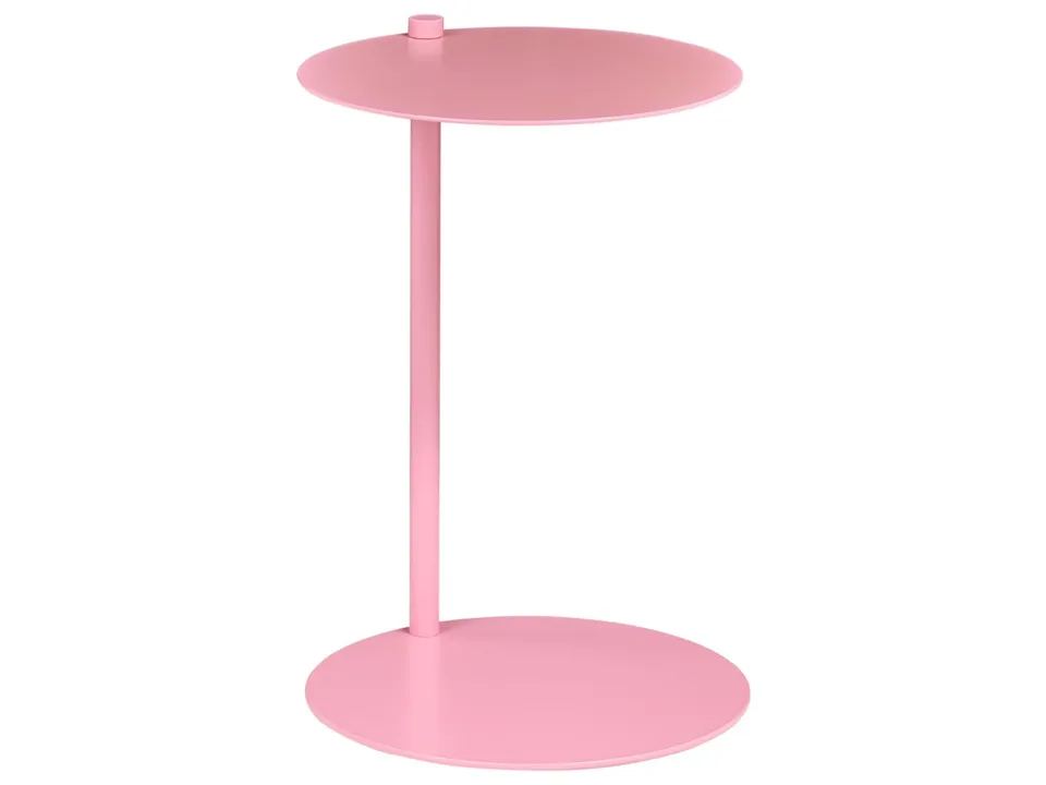 beliani-kensico-beistelltisch-rosa-metall-rund-35x52 image 1