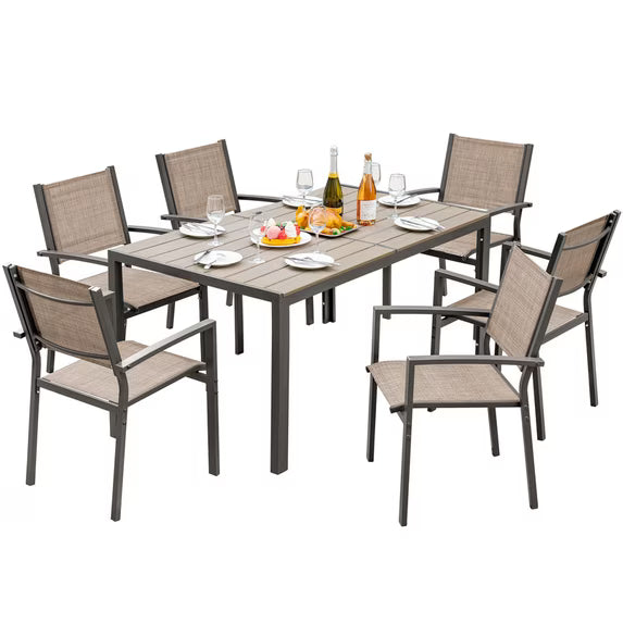 homall-patio-furniture-essgruppe-7-teilig-braun-textilene image 1