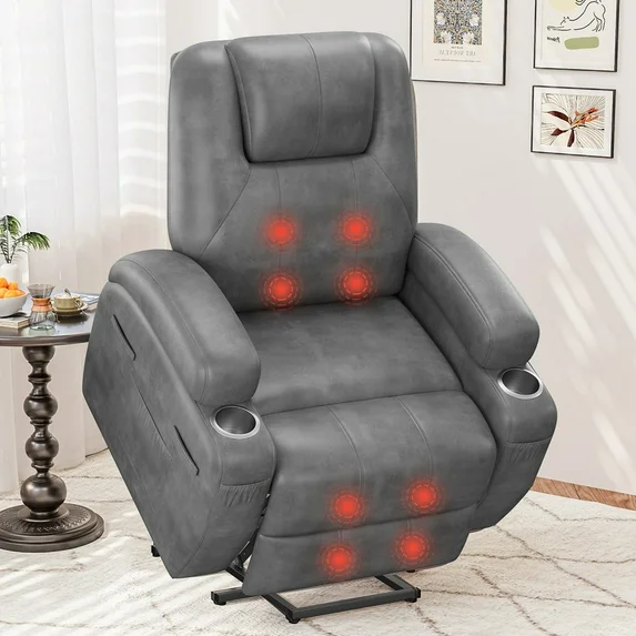 homall-recliner-chair-fernsehsessel-grau-massage-aufstehhilfe image 2