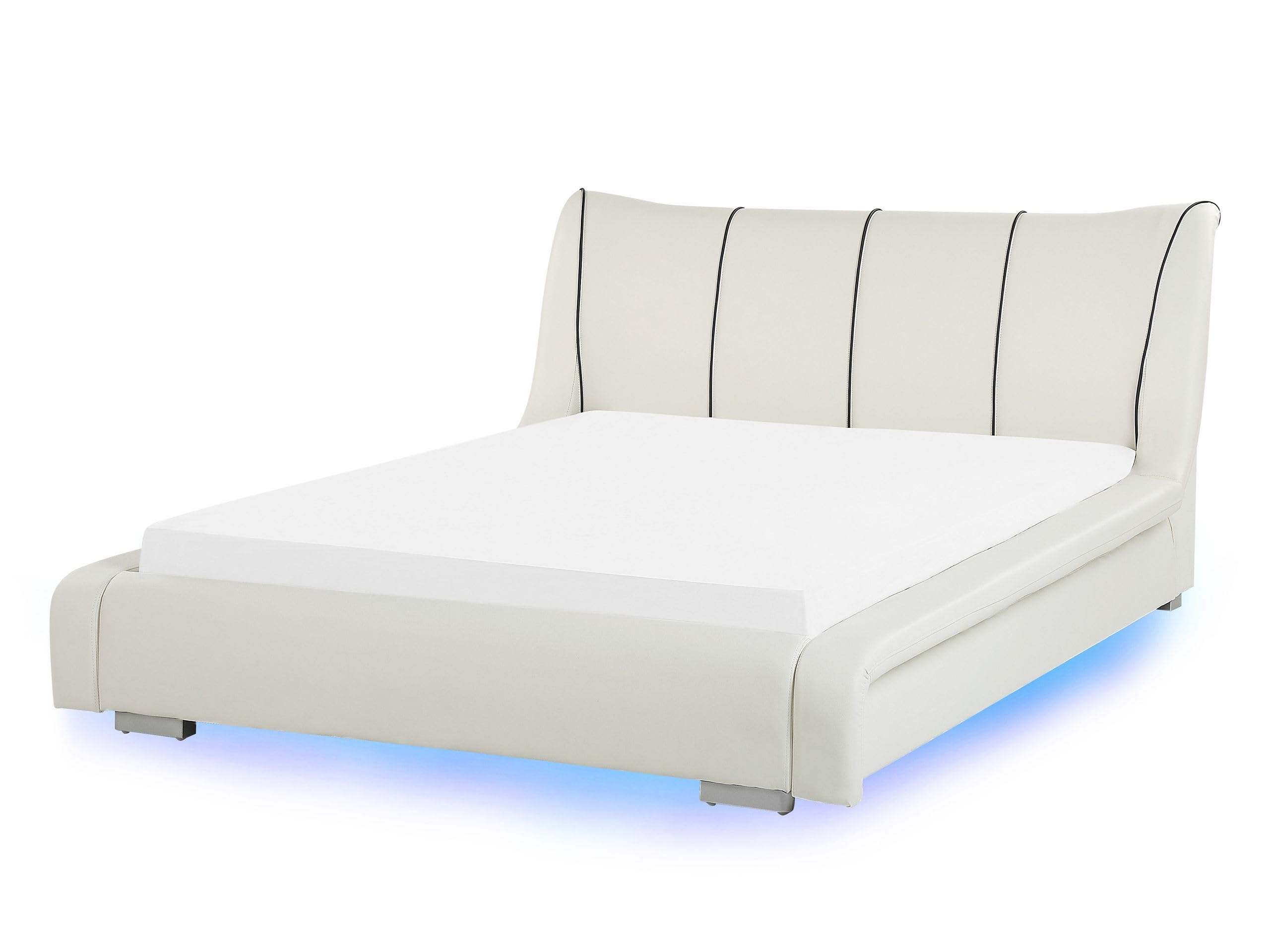 beliani-nantes-lederbett-140x200-wei-led-lattenrost image 1
