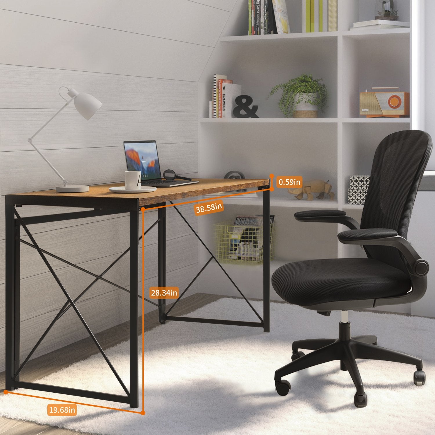 homall-office-desk-klappbarer-schreibtisch-100-cm-braun image 7
