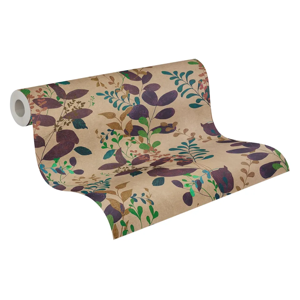a-s-cr-ation-bl-tter-vliestapete-braun-gr-n-10-05x0-53m-natur-look image 1