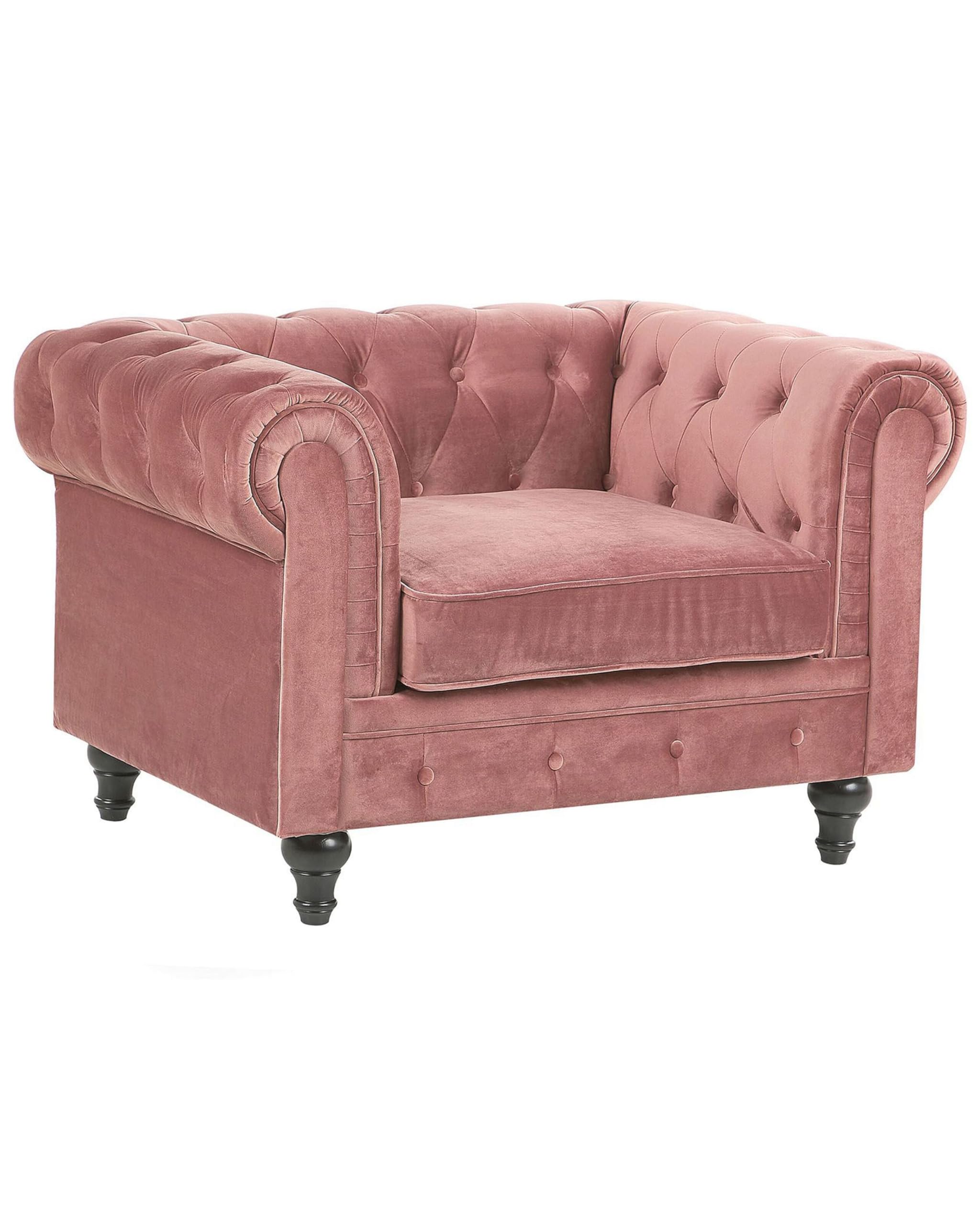 beliani-chesterfield-sessel-samt-rosa-englisch image 1