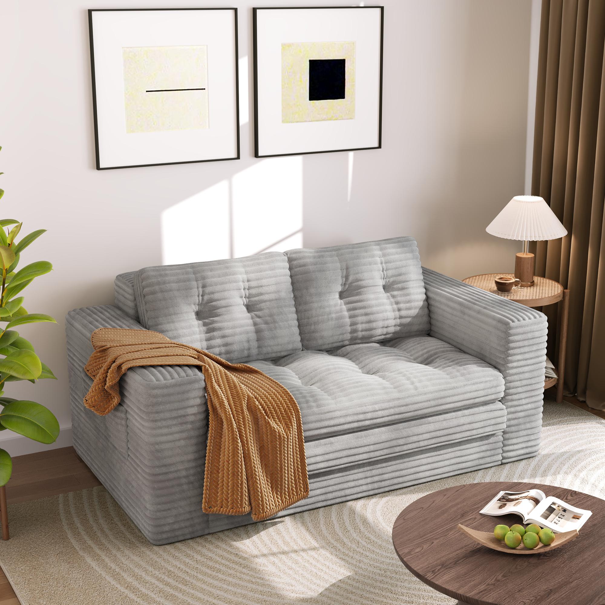 bealife-sofas-ar39-schlafsofa-cord-grau-150cm-schlaffunktion-bett image 2