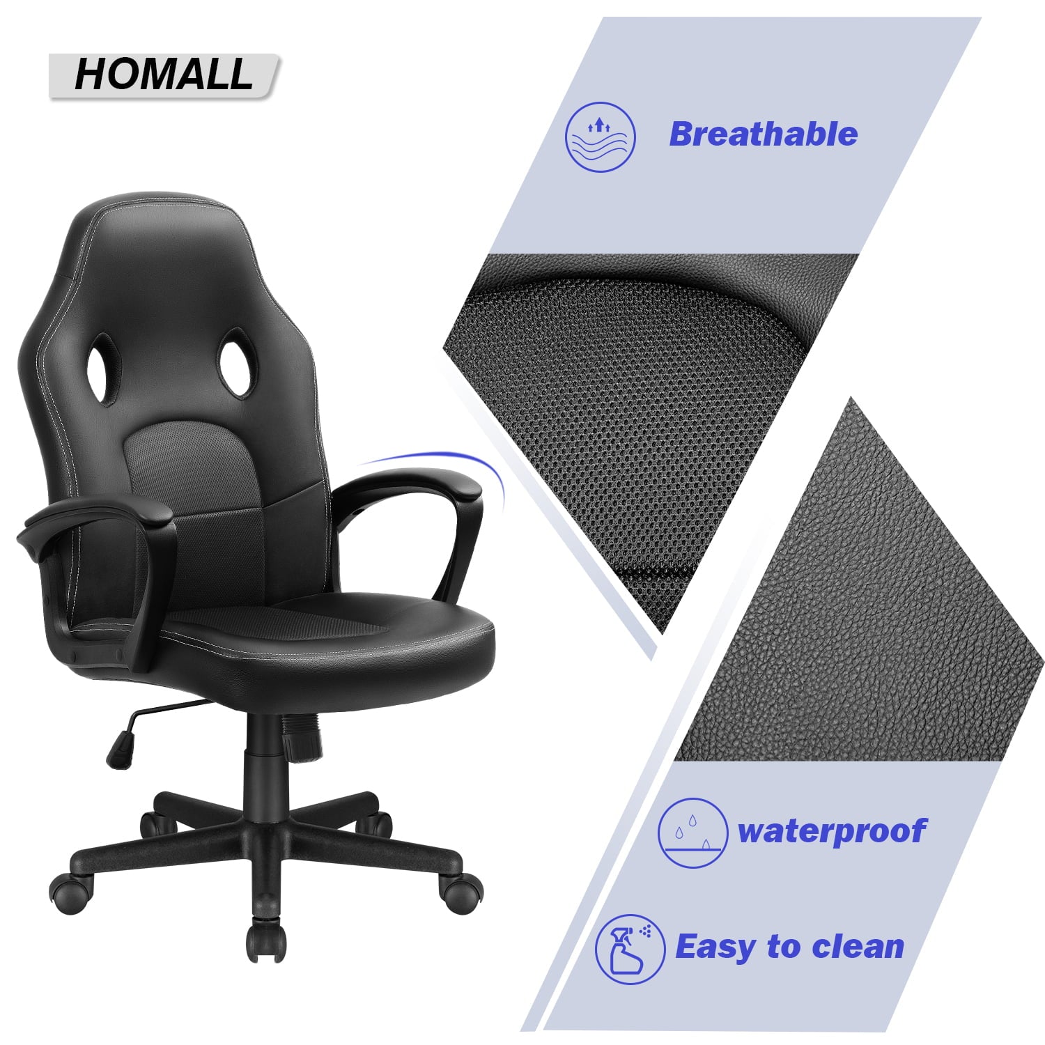 homall-gaming-chair-b-rostuhl-leder-schwarz-ergonomisch image 4