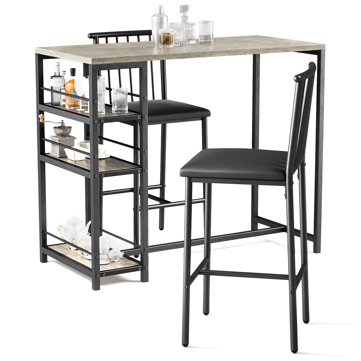 bealife-tisch-und-stuhl-tb51-bartisch-set-schwarz-2-hocker-50kg image 3