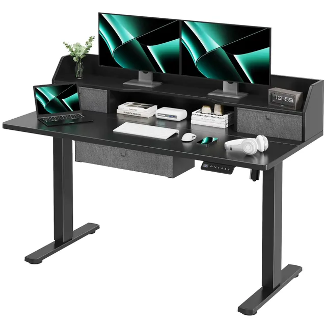 homall-standing-desk-stehschreibtisch-schwarz-140cm-elektrisch image 1