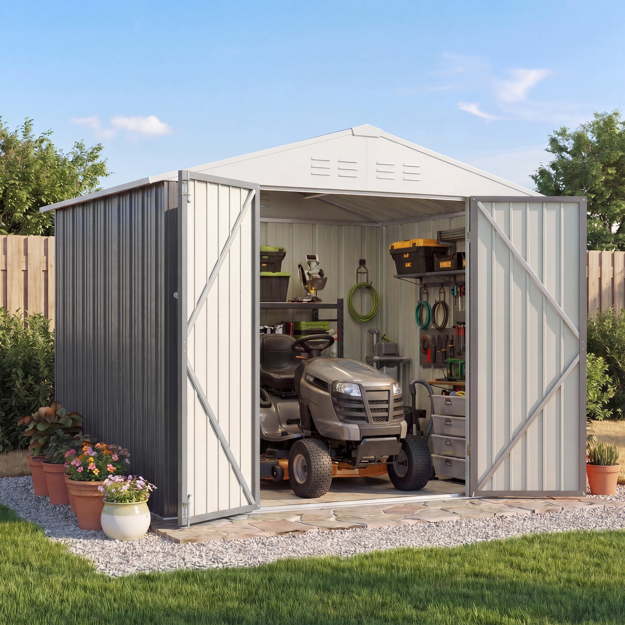 homall-metal-shed-ger-tehaus-metall-6x4-ft-braun-abschlie-bar image 2