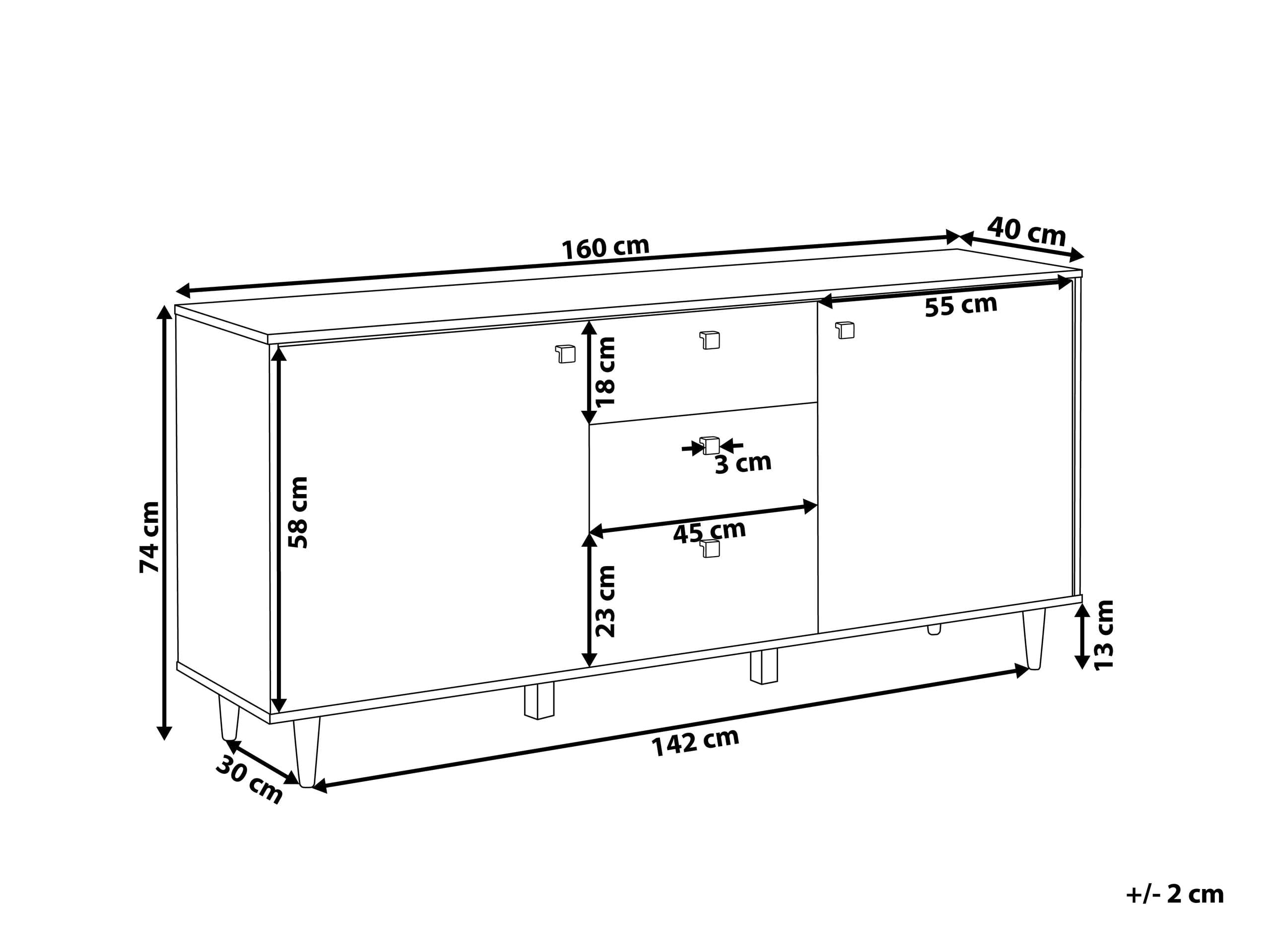 beliani-kuro-sideboard-schwarz-160cm-2-t-rig-3-schubladen image 3