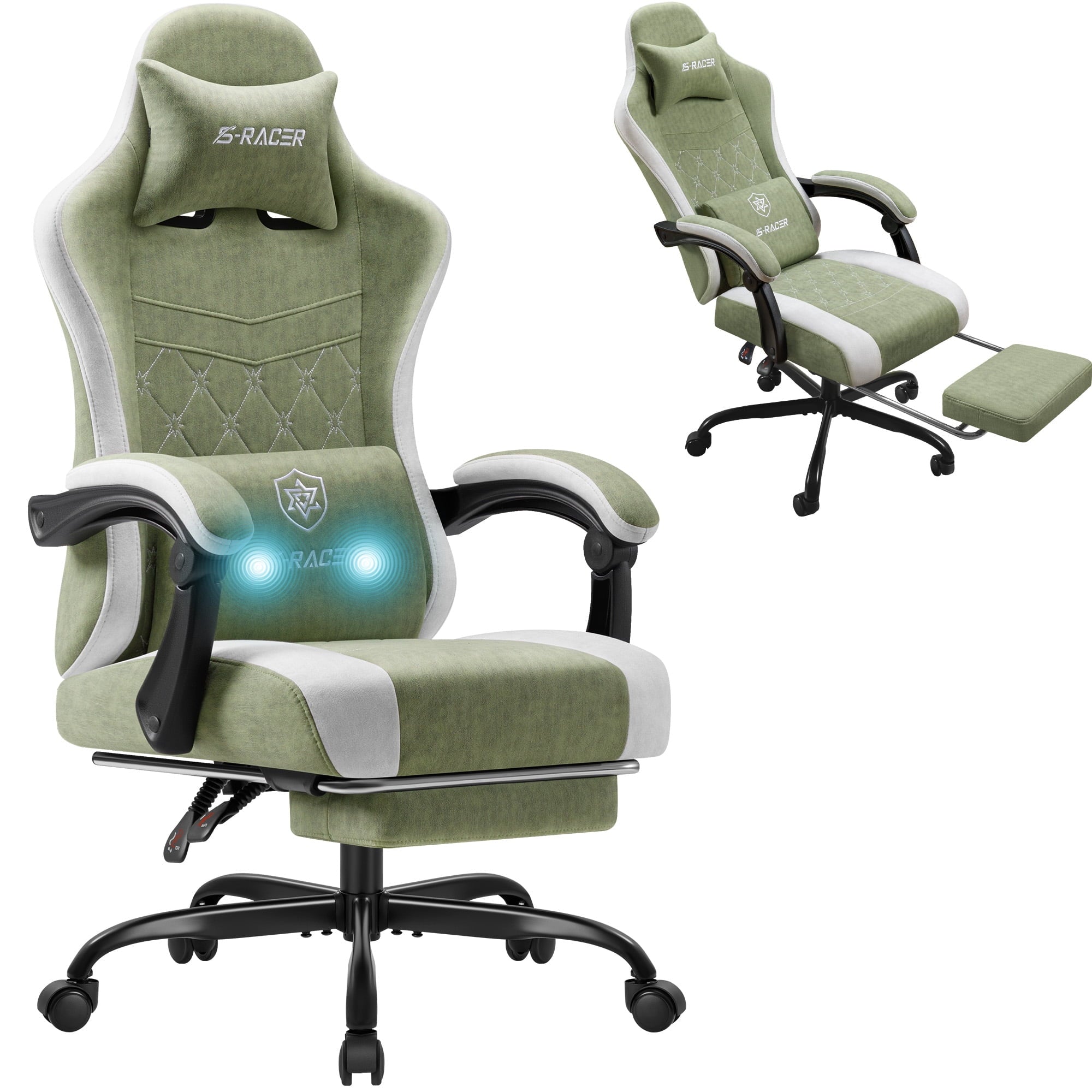 homall-gaming-chair-stoff-gaming-stuhl-grau-mit-massage image 2