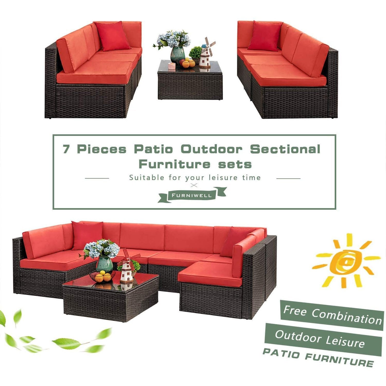 homall-patio-furniture-lounge-set-beige-7-teilig-rattan image 5