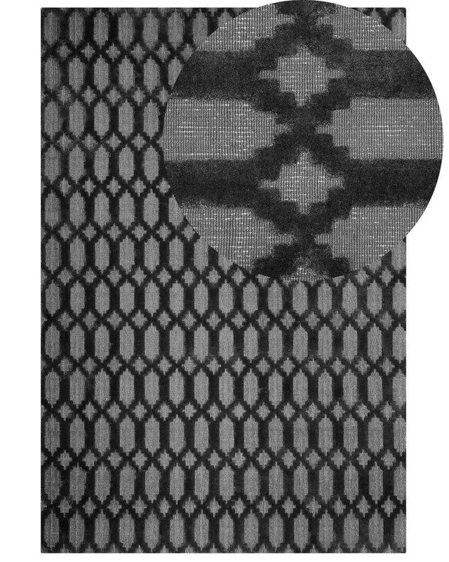 beliani-cizre-teppich-160x230-dunkelgrau-viskose-handgewebt image 1