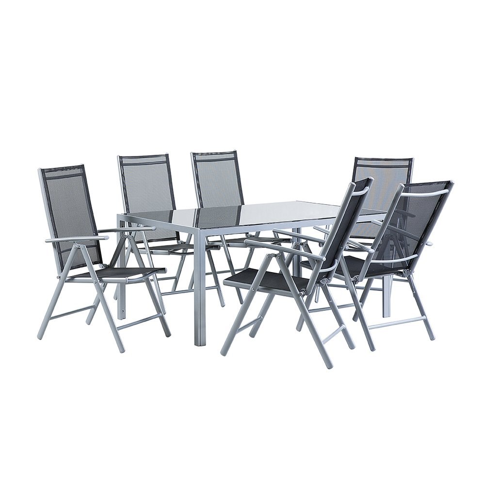 beliani-catania-gartenset-160-cm-6-st-hle-schwarz-glas image 1