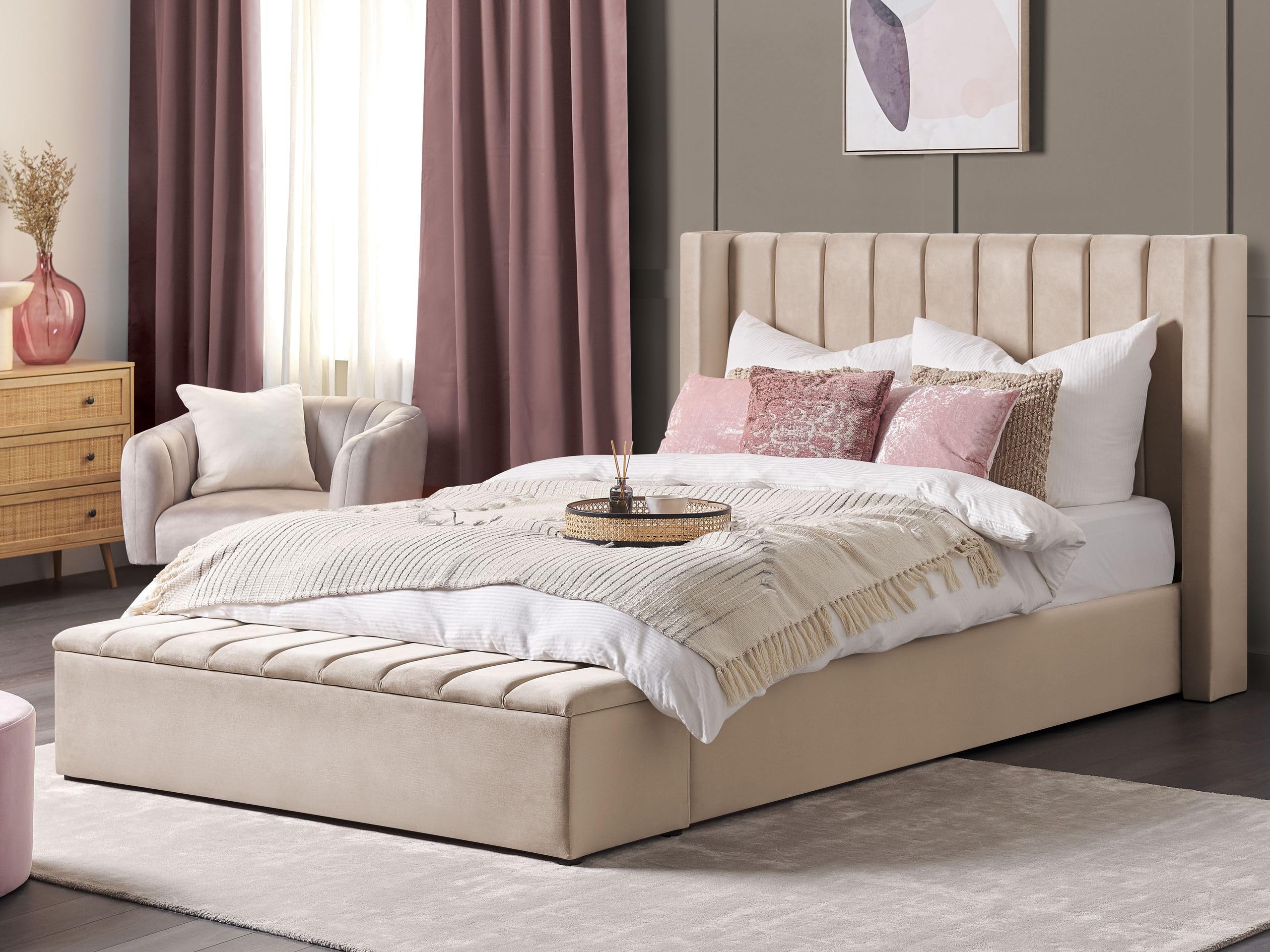 beliani-noyers-samtbett-180-x-200-beige-mit-stauraum image 2