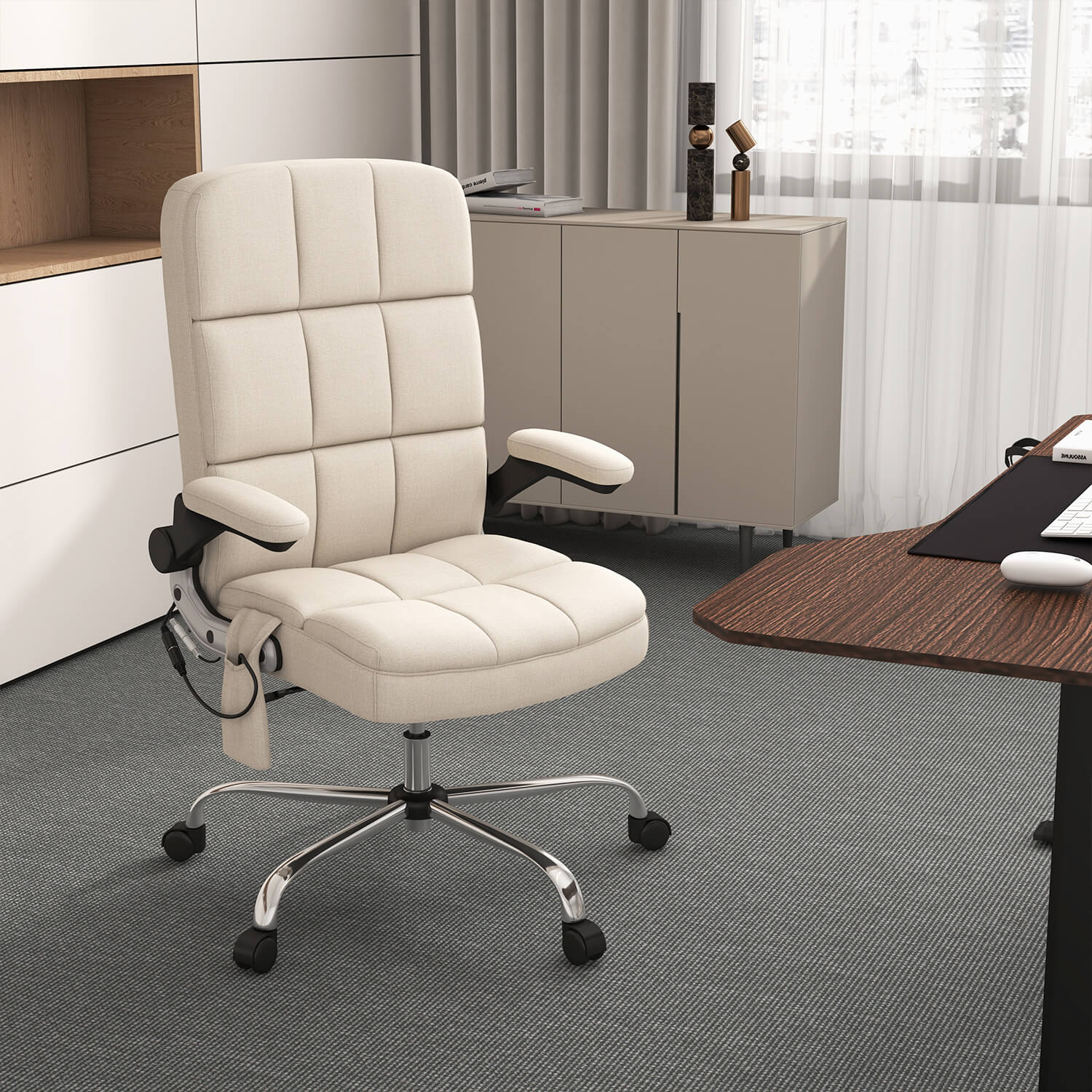 homall-office-b-rostuhl-stoff-mit-massagefunktion-grau image 2