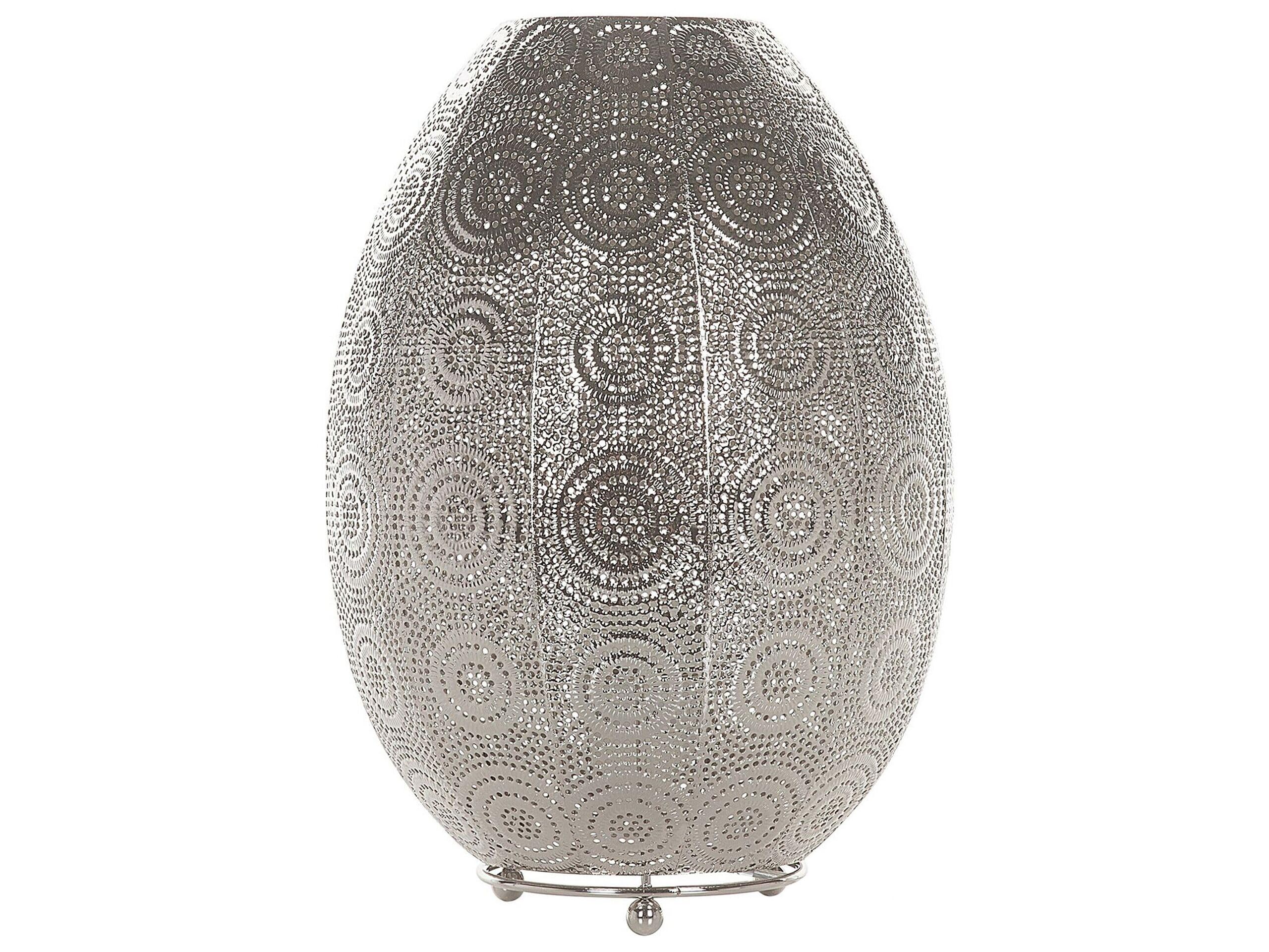 beliani-maringa-tischleuchte-silber-rund-marokkanisch image 1