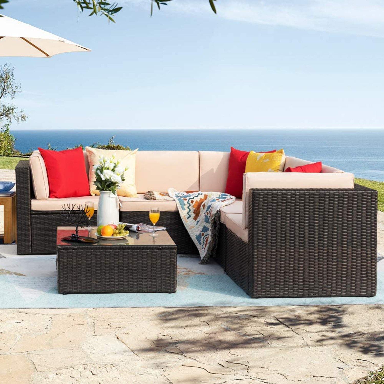 homall-patio-furniture-lounge-set-6-tlg-blau-rattan-optik image 8