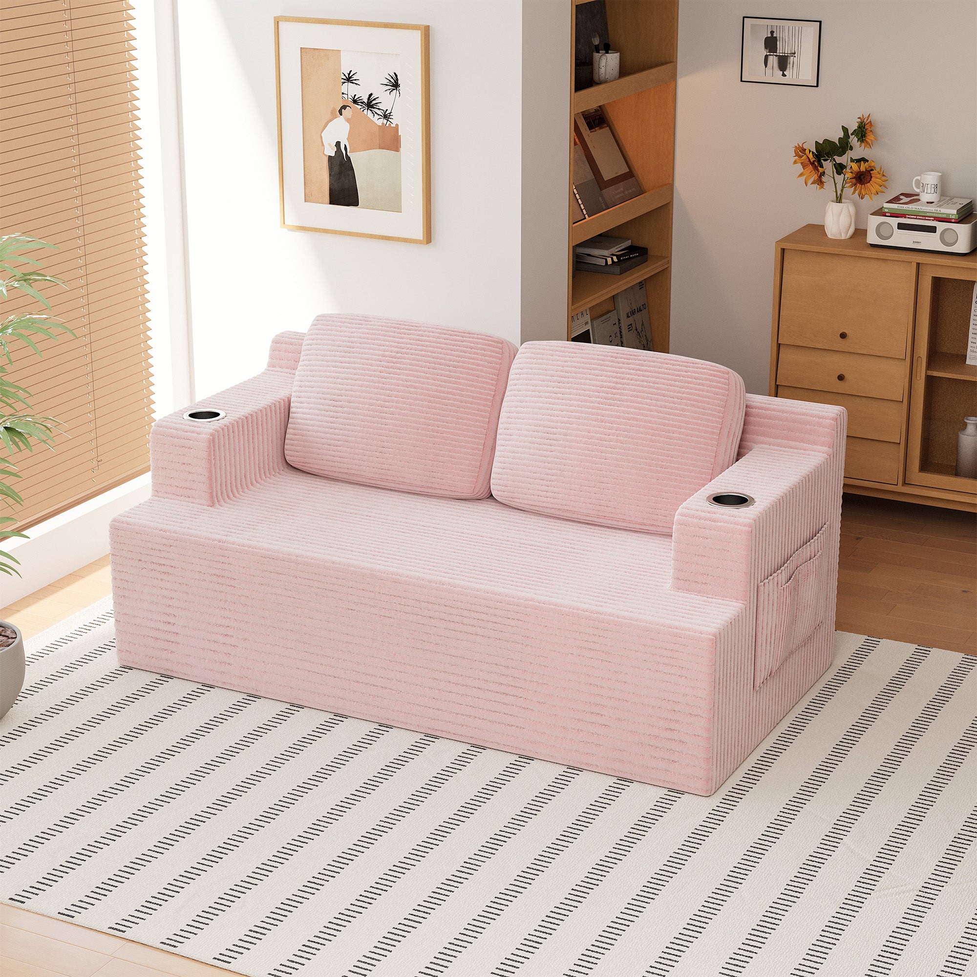 homall-sofa-cloud-loveseat-2-sitzer-cord-grau-bequem image 4