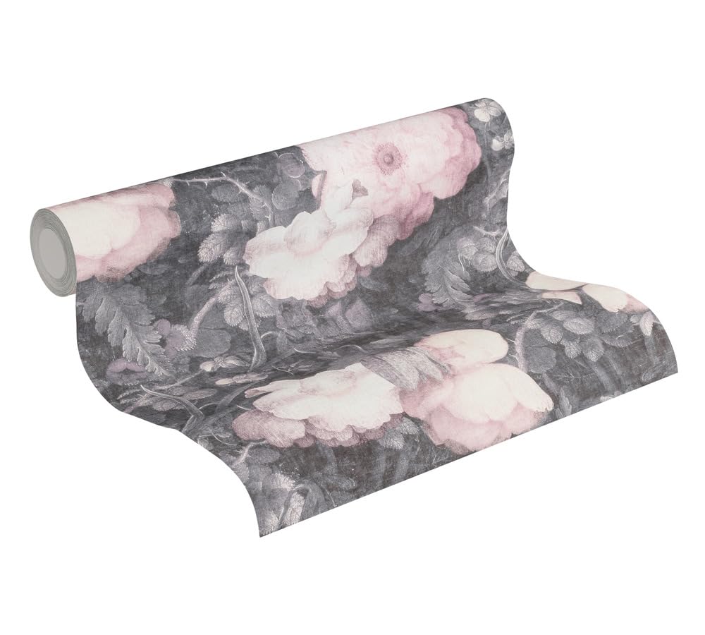 a-s-cr-ation-metropolitan-stories-vliestapete-floral-grau-rosa image 1