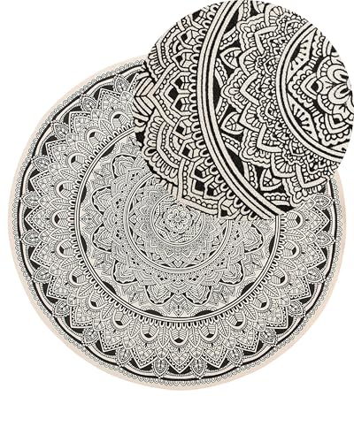 beliani-hizan-teppich-rund-120-cm-schwarz-baumwolle image 7