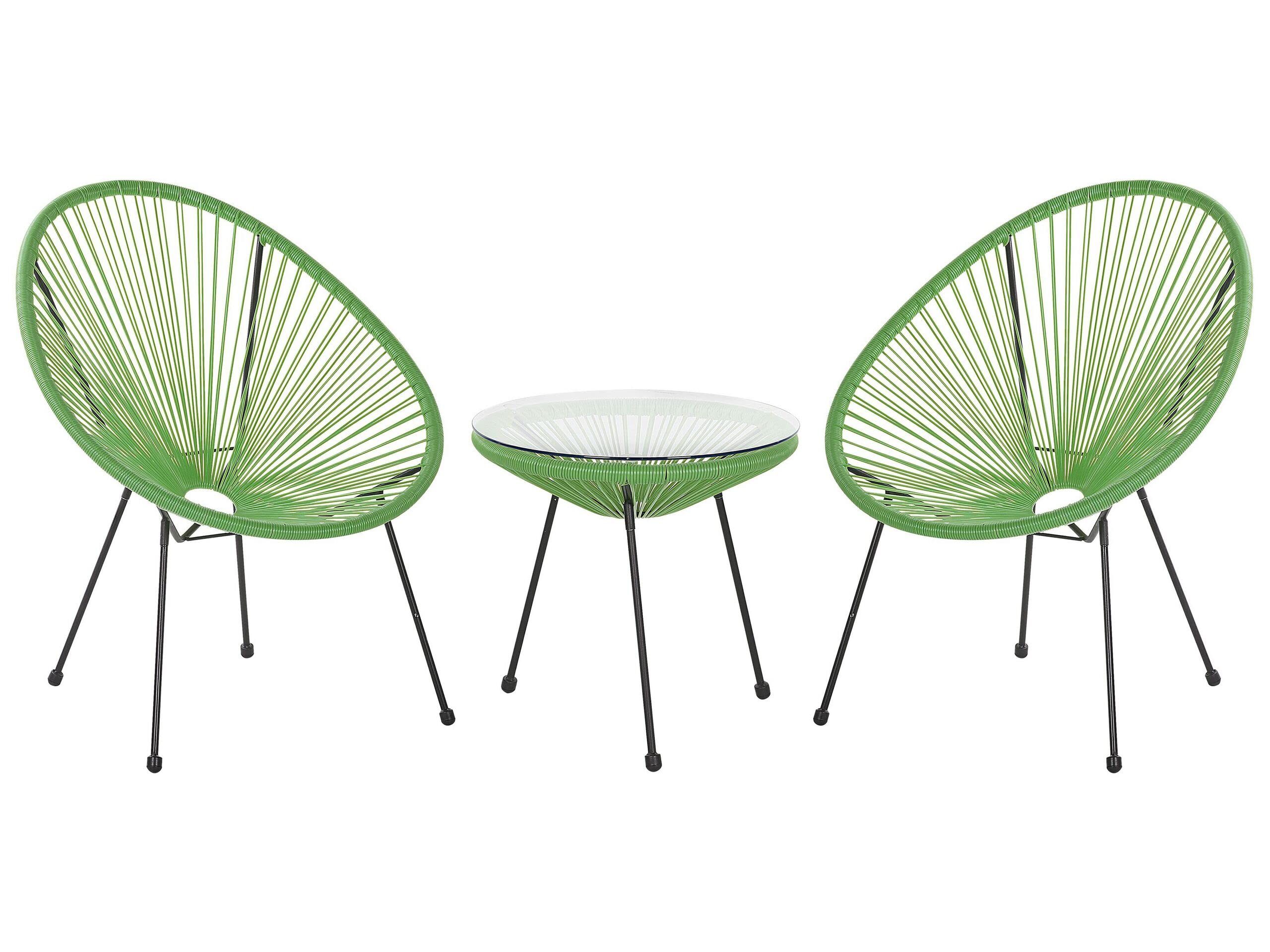 beliani-acapulco-balkonset-gr-n-rattan-2-st-hle-tisch image 1