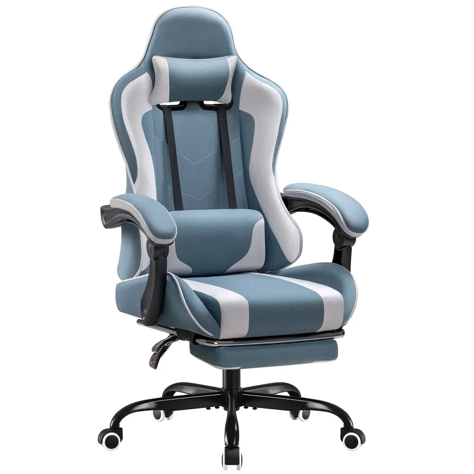 homall-gaming-chair-gaming-stuhl-stoff-gr-n-mit-fu-st-tze image 1