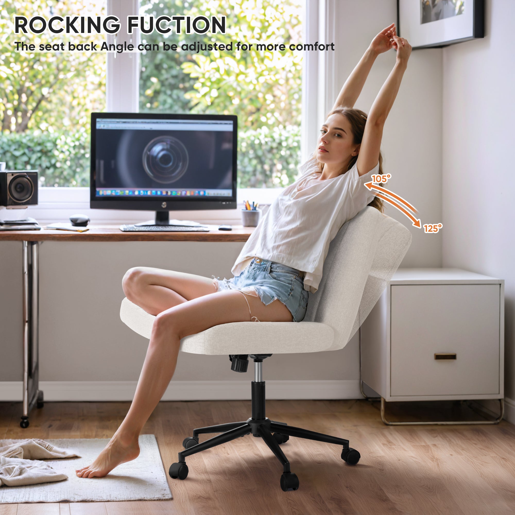 homall-office-mesh-chair-b-rostuhl-grau-ohne-armlehne-rollen image 7