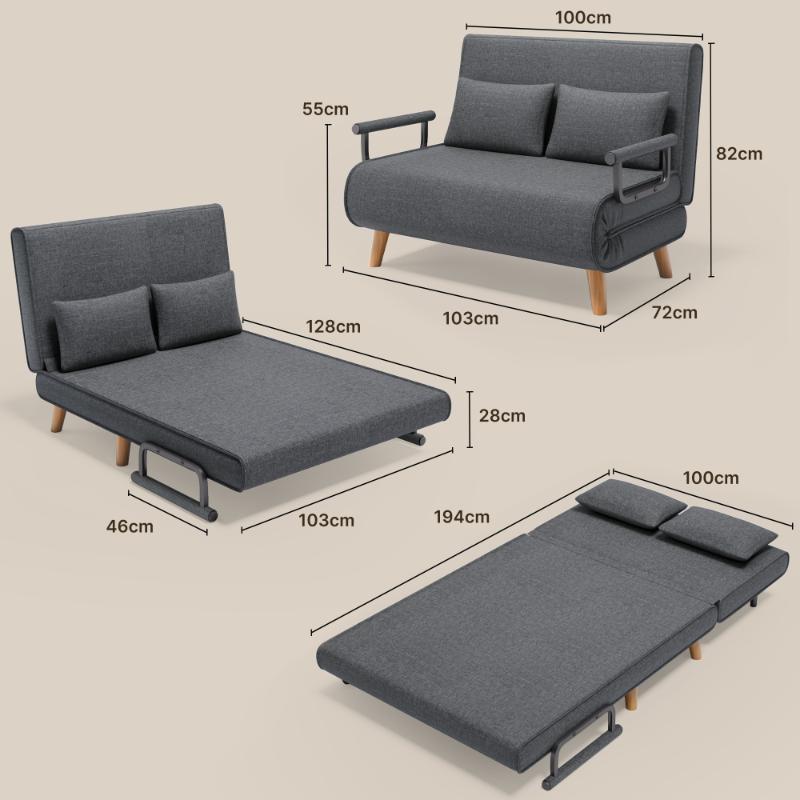 bealife-sofas-ar51-doppel-klappsofa-dunkelgrau-stoff-2-in-1 image 3