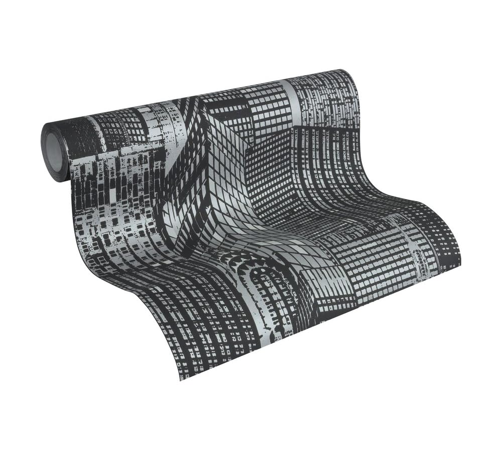a-s-cr-ation-day-night-vliestapete-schwarz-silber-leuchtend image 1