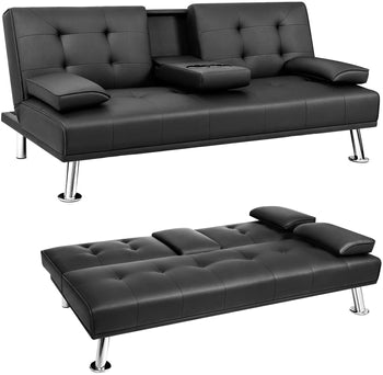 homall-sofa-futon-kunstleder-schlafsofa-schwarz-165-cm image 7