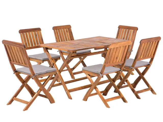 beliani-cento-gartentisch-set-akazienholz-6-st-hle-grau image 1