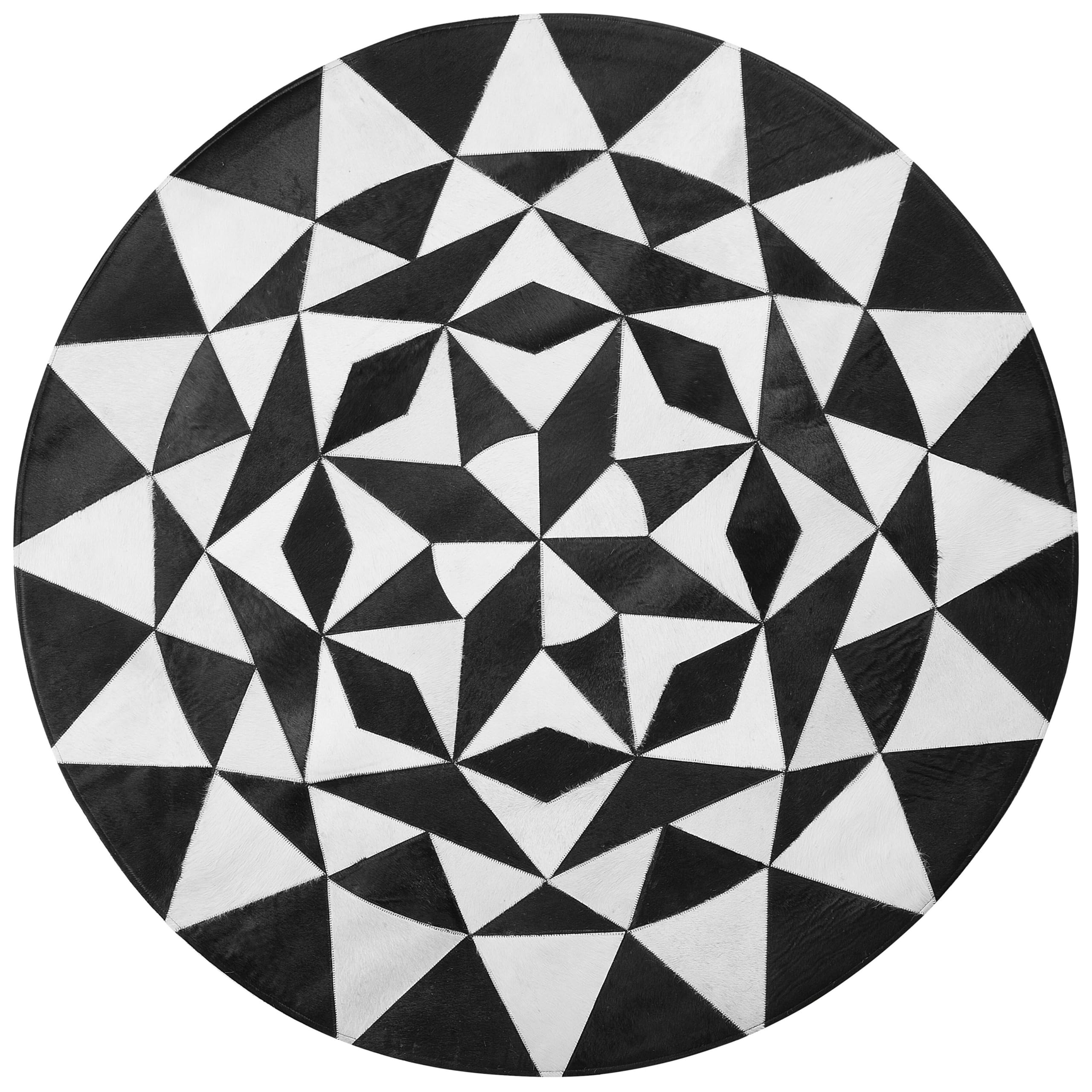 beliani-turgutlu-lederteppich-rund-140-cm-schwarz-wei-geometrisch image 3